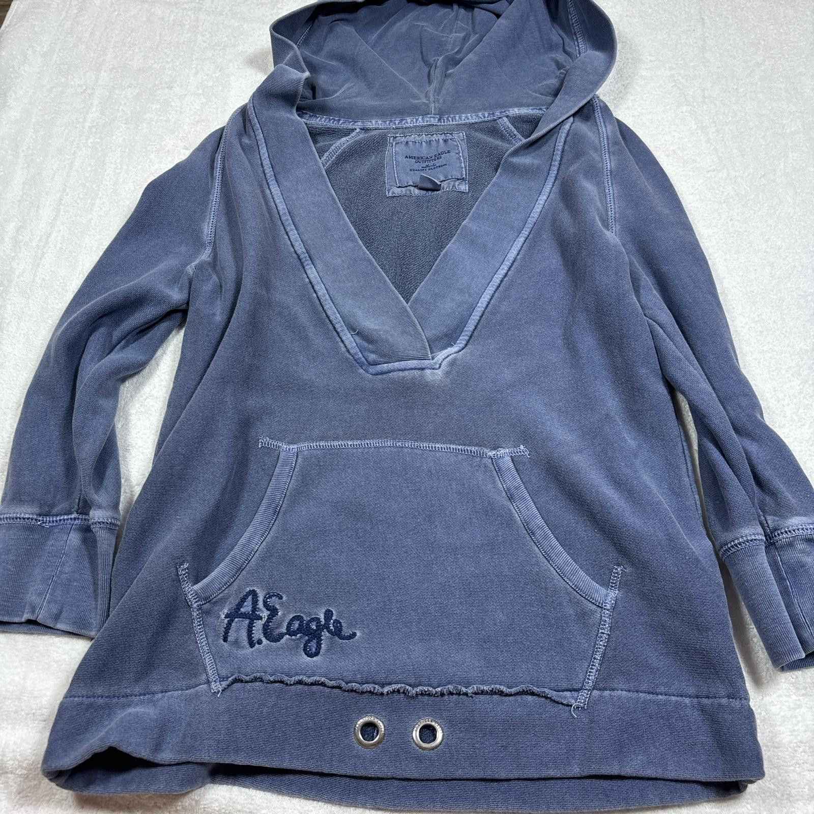 American Eagle Outfitters y2k american eagle blue distressed hoodie Size S / US 4 / IT 40 - 3 Thumbnail