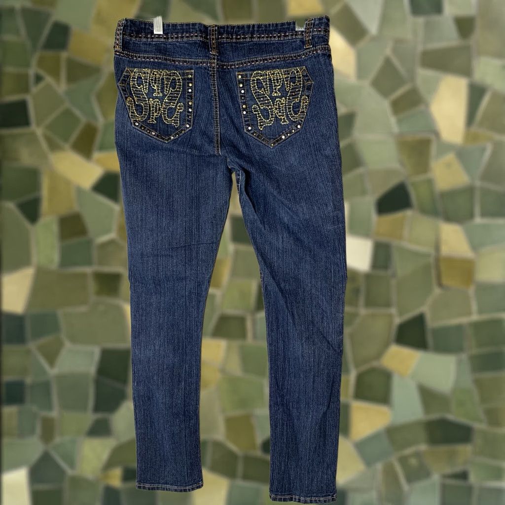 Southpole VINTAGE Southpole Jeans Womens 13 Blue Skinny Rhinestone Thick Stitch Preppy Size 34" / US 12 / IT 48 - 1 Thumbnail