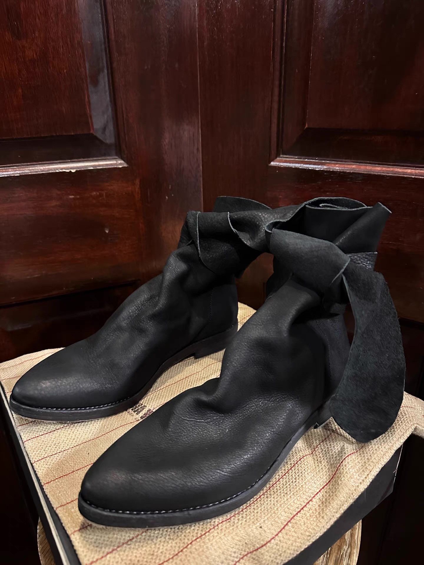Uma Wang PIECES 19th Anniversary, UMA WANG 18FW Black Tied Boots Ｑ25 Size US 8 / IT 38 - 4 Thumbnail
