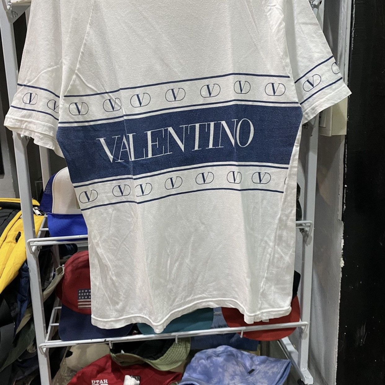Valentino Vintage Valentino Spellout Multi-Logo T-Shirt - White/Blue Size US S / EU 44-46 / 1 - 4 Thumbnail
