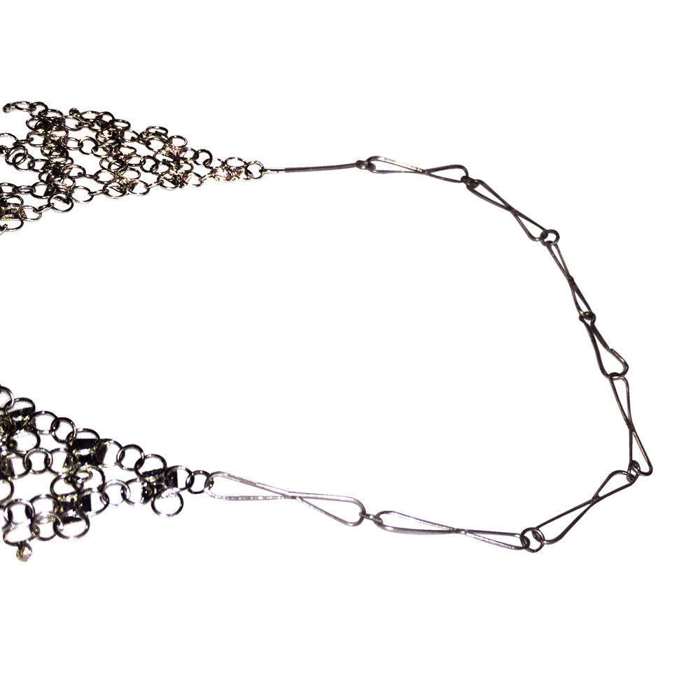 Handmade Mexican Hand Made Sterling Silver Bib Dangle Necklace Size ONE SIZE - 6 Thumbnail