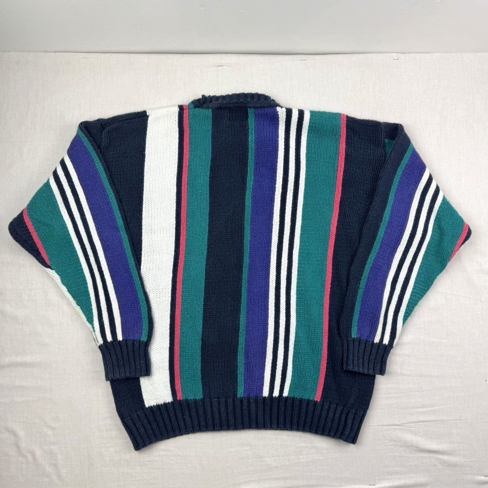 Vintage VINTAGE Cape Isle Knitters Chunky Sweater Adult Large Striped Heavyweight 90s Size US L / EU 52-54 / 3 - 7 Thumbnail