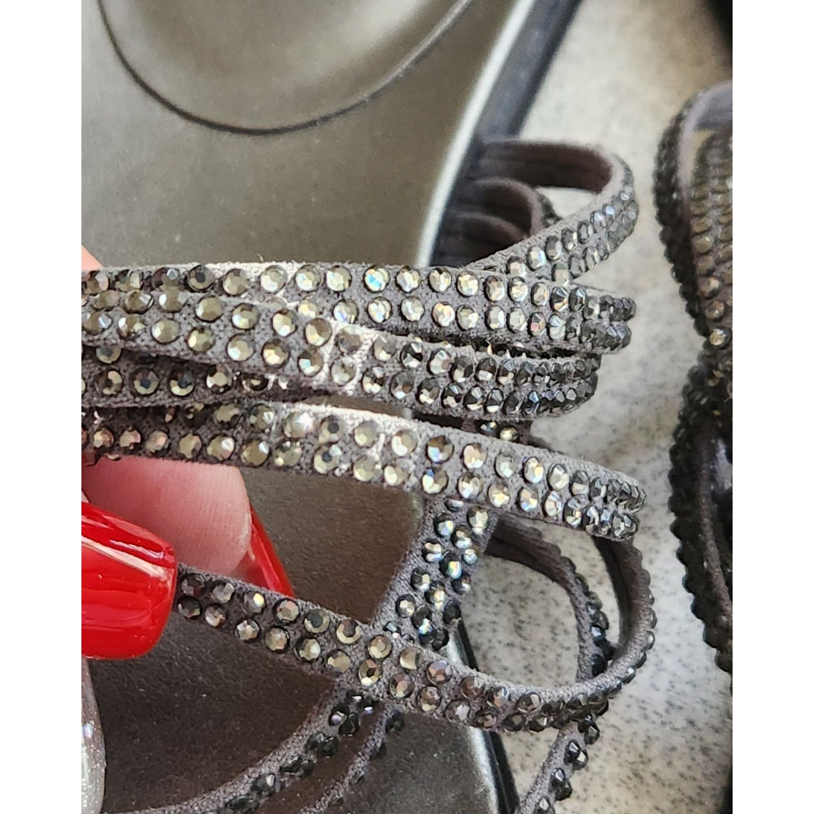 Vince Camuto Vince Camuto Gray Eriantha Rhinestones Sandals Size 7.5 NWT Size US 7.5 / IT 37.5 - 2 Thumbnail