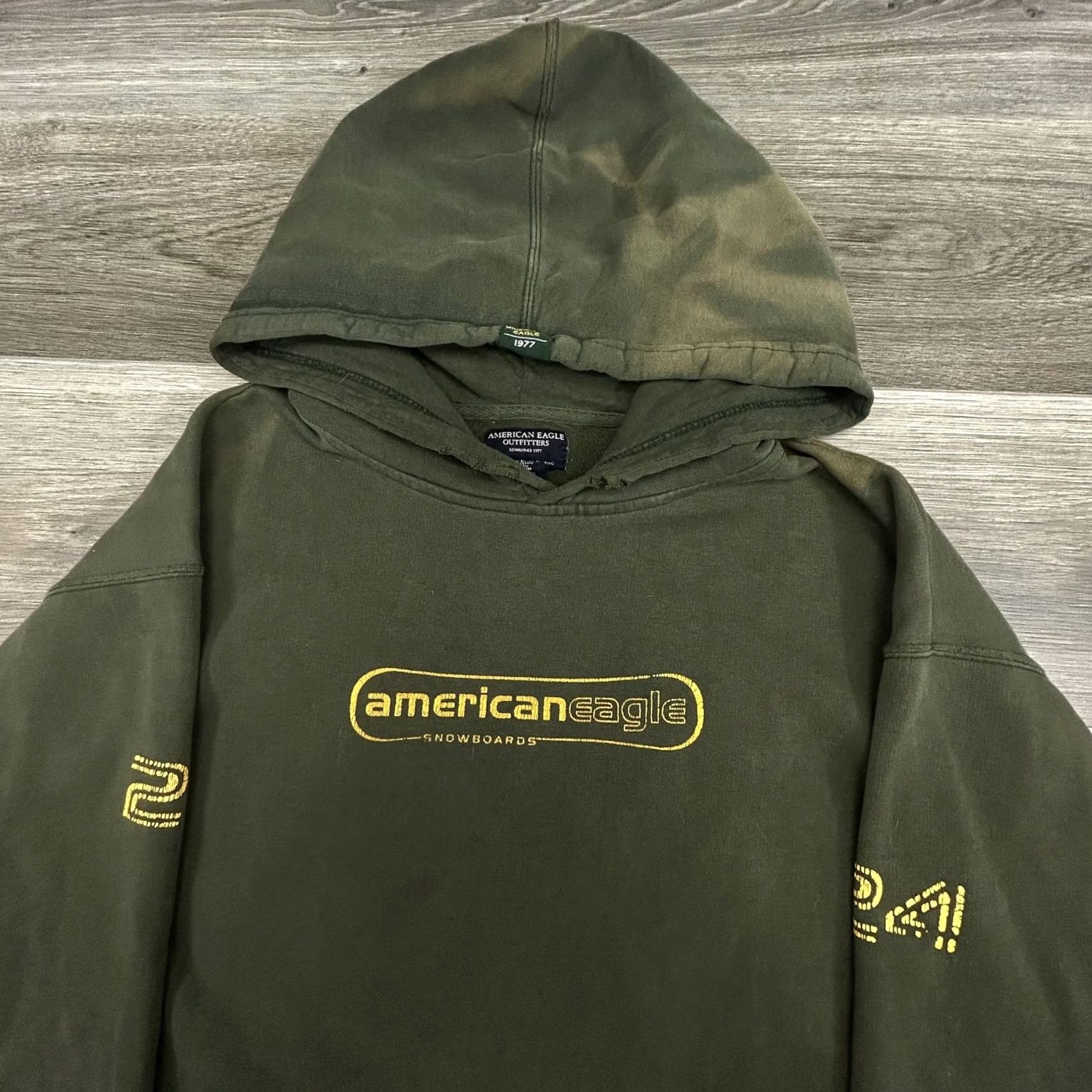 American Eagle Outfitters VINTAGE American Eagle Hoodie Mens 2XL Green Snowboard Faded Distressed 90s Size US XXL / EU 58 / 5 - 5 Thumbnail