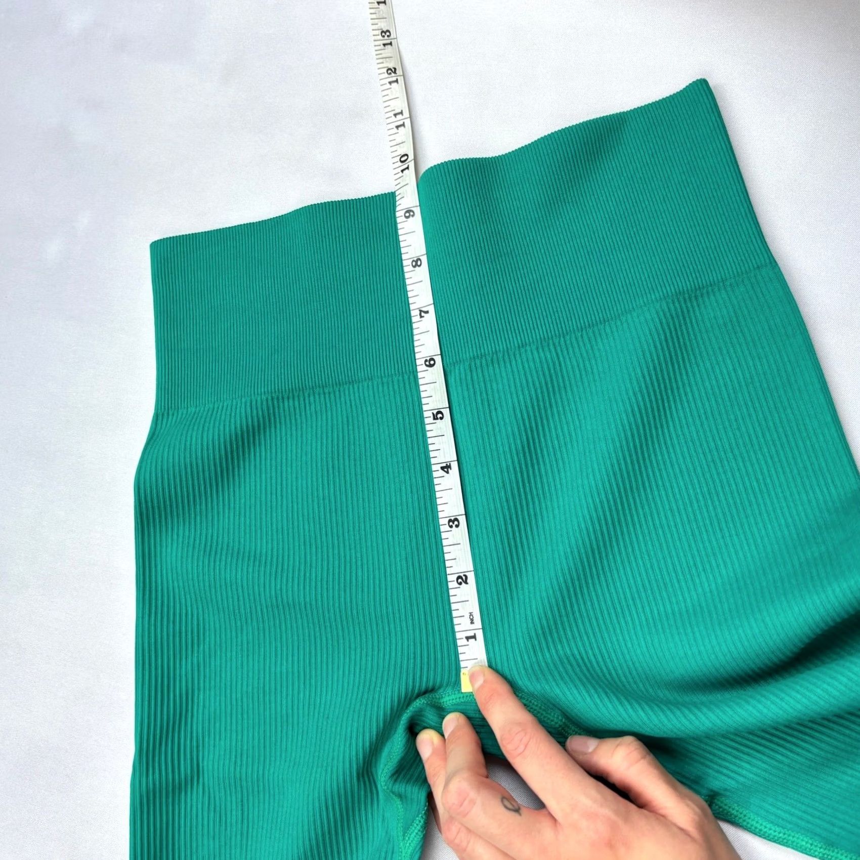 Vintage OQQ High Waist Ribbed Leggings Women's Medium Green Compression Yoga Pilates Gym Pants M Size 32" / US 10 / IT 46 - 7 Thumbnail