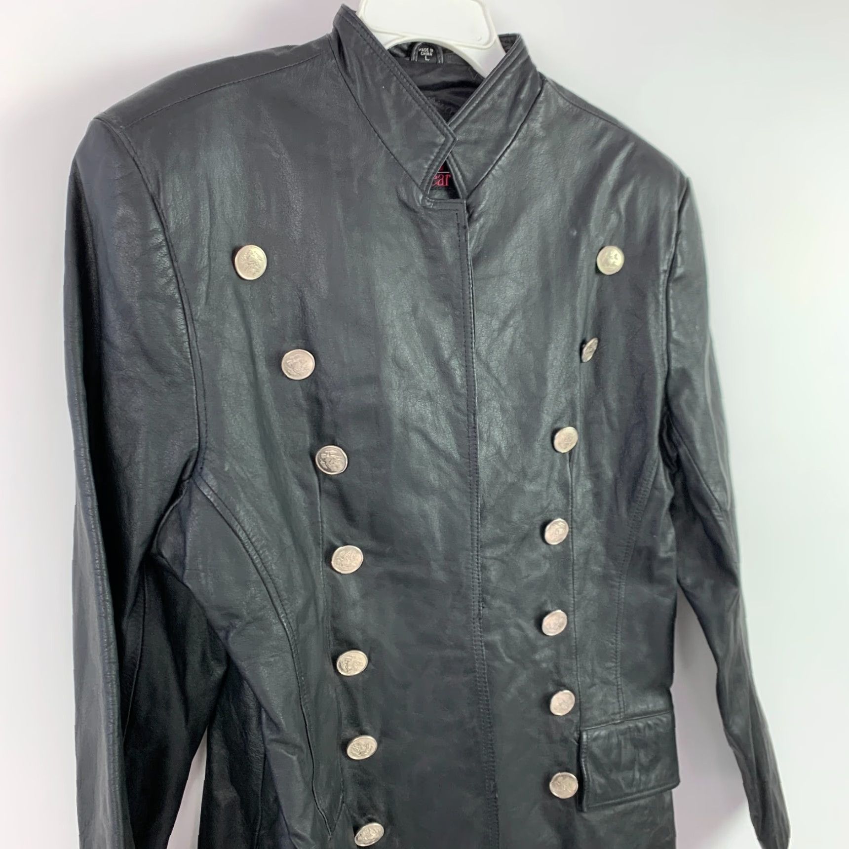 Vintage VINTAGE Virginia Slims Leather Motorcycle Jacket Women's L Black Solid Button Short Length Autumn Spring Size L / US 10 / IT 46 - 2 Thumbnail