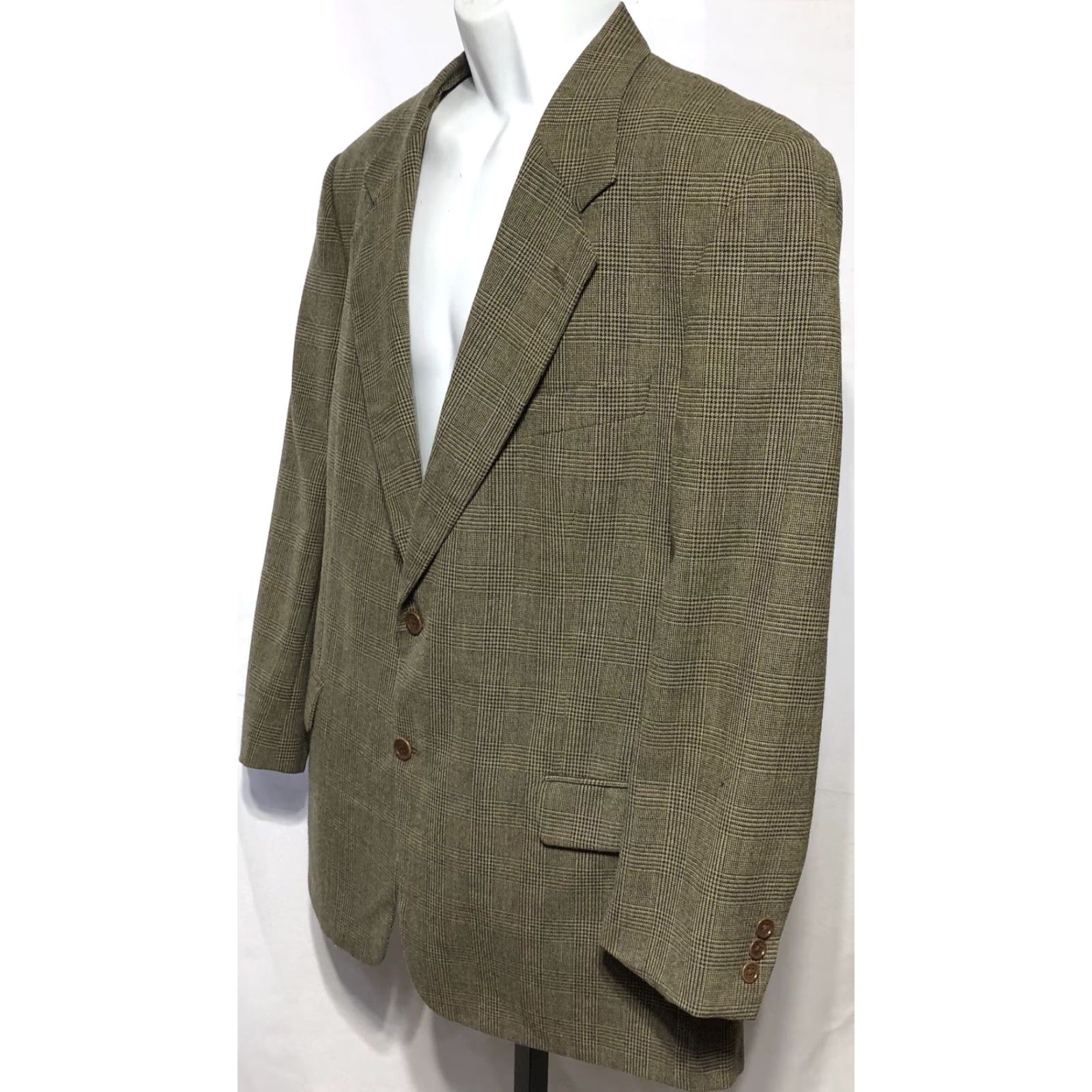 Valentino VINTAGE Valentino Blazer Jacket Men 46R Notch Lapel Wool Plaid 1980s 1990s Brown 80s 90s Designer City Classic Mens Blazer Size 46R - 2 Thumbnail