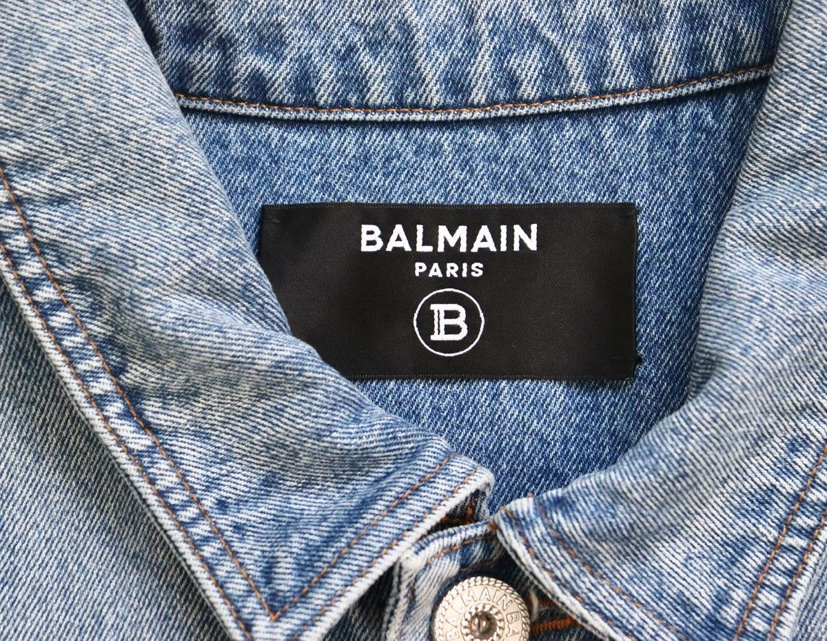 Balmain Balmain 23ss Blue Logo Denim Jacket Size US M / EU 48-50 / 2 - 11 Thumbnail
