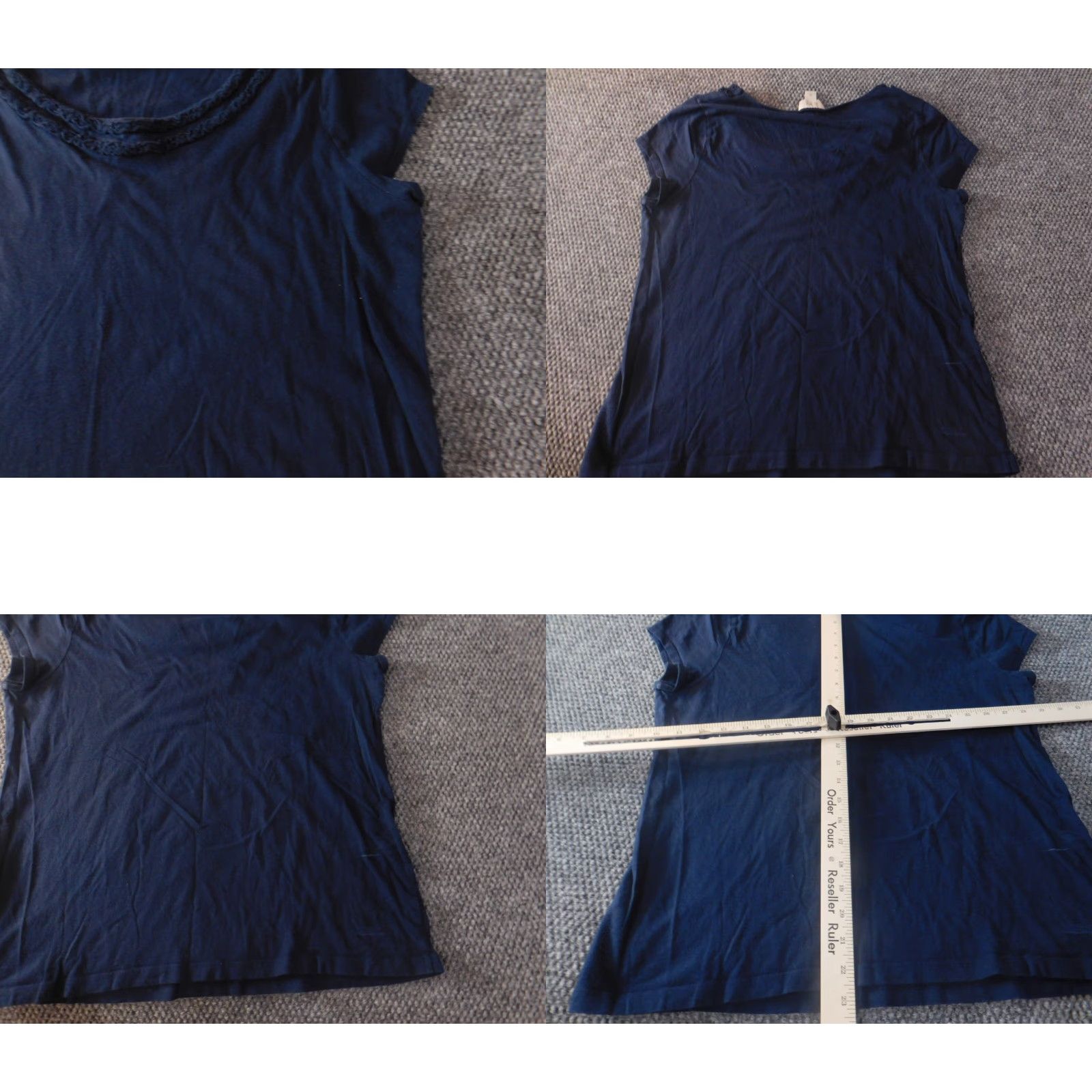 Ann Taylor Loft Ann Taylor Loft Blouse Short Sleeve Round Neck XL Blue Casual Women Regular 100% Cotton Button Pullover Size XL / US 12-14 / IT 48-50 - 8 Thumbnail