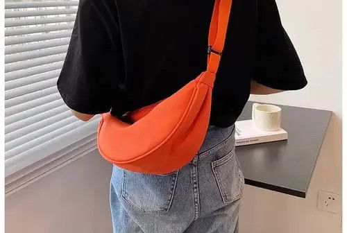 image of Crossbody Canvas Sling Bag New Korean Style in Orange, Men's