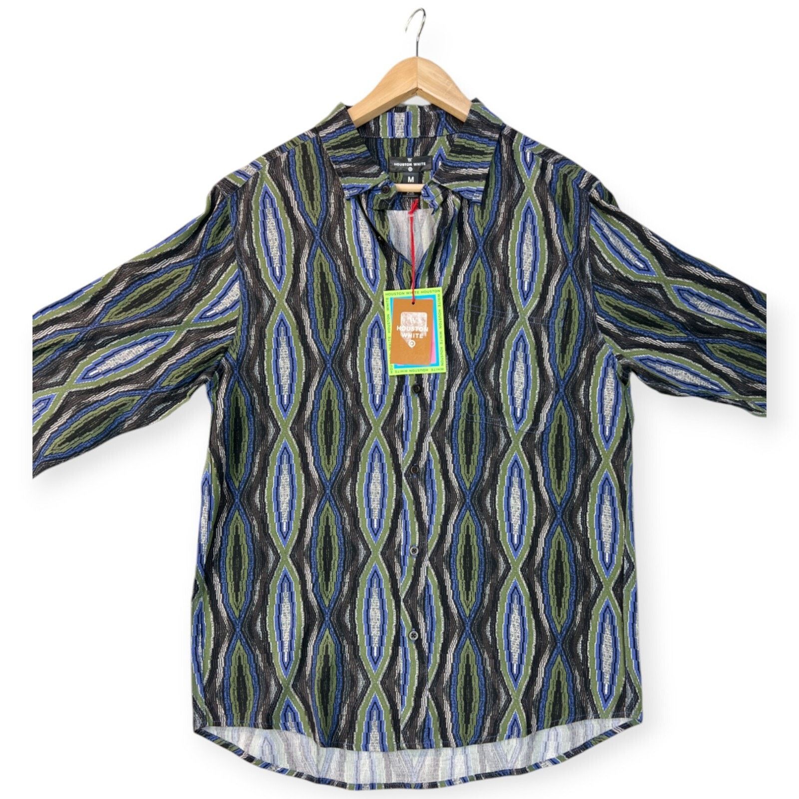 Other W HOUSTON WHITE Shirt Mens Med Tab Collar Rayon Long Sleeve Size US M / EU 48-50 / 2 - 2 Thumbnail