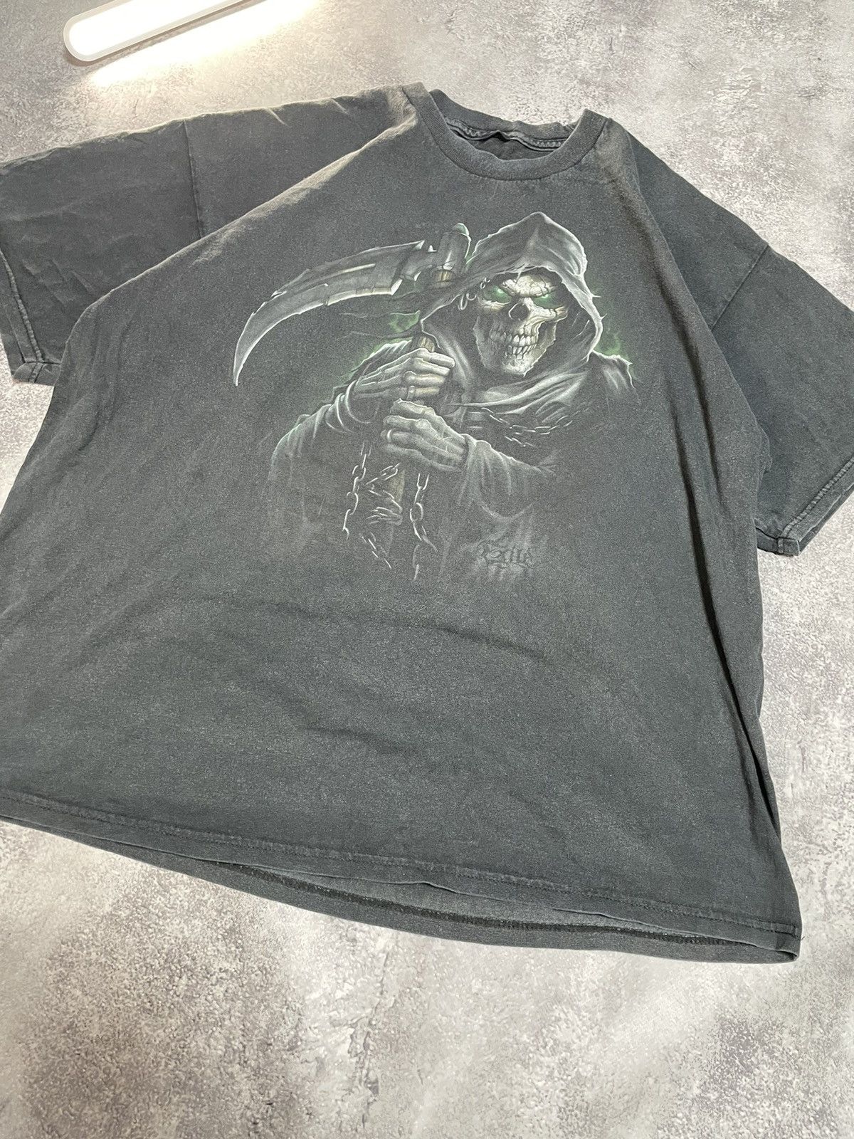 basketcase gallery VTG Y2K FADE Mallgoth Grunge Grim Reaper Skull TEE SIZE L Size US L / EU 52-54 / 3 - 6 Thumbnail