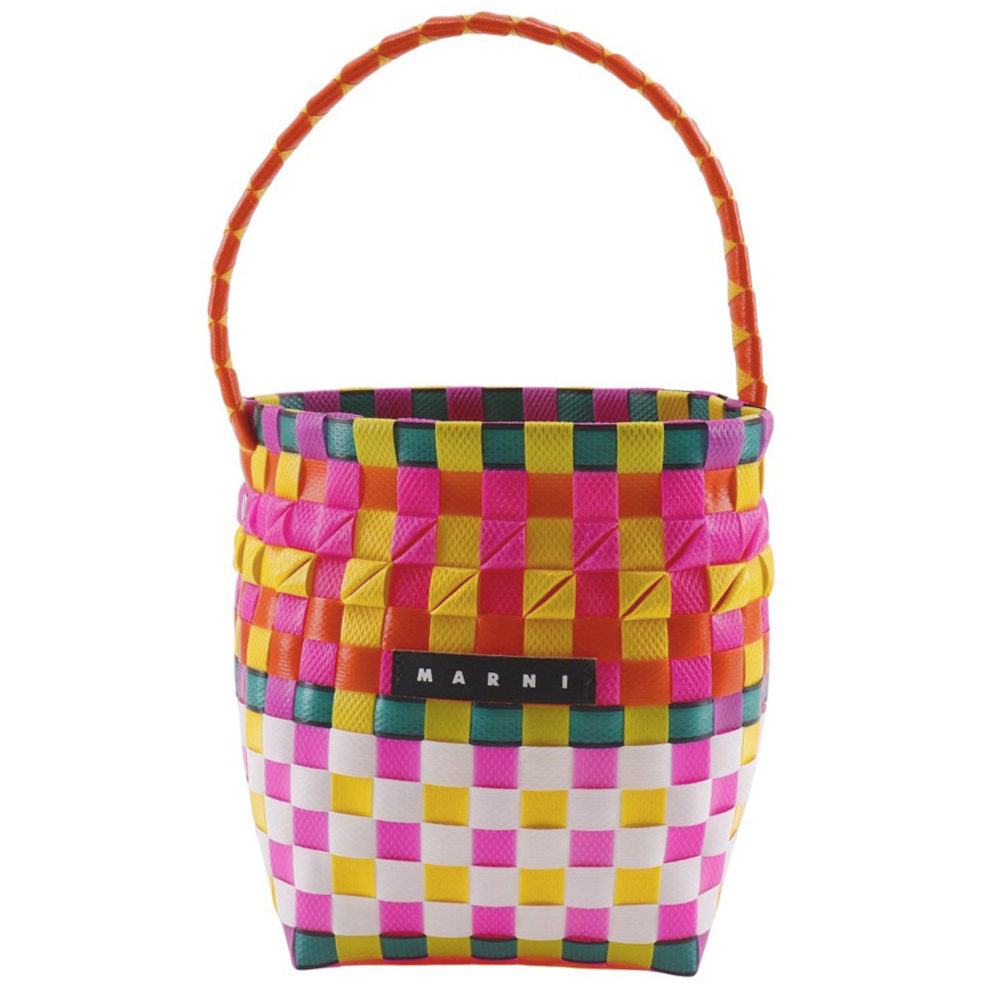 Marni MARNI Pod Woven Bucket Handbag with One Handle, M00332 M00IW, Polypropylene, Orange/Multicolor, Open, Women's Size ONE SIZE - 1 Thumbnail