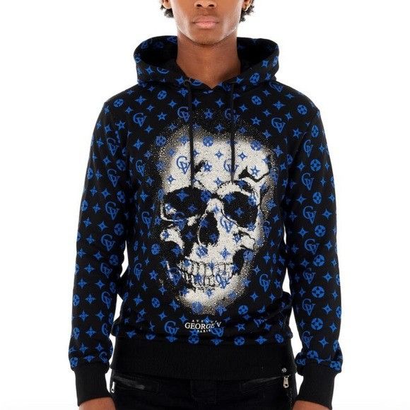 Blue Black Sweater Hoodie George V Designer Brand From Paris
