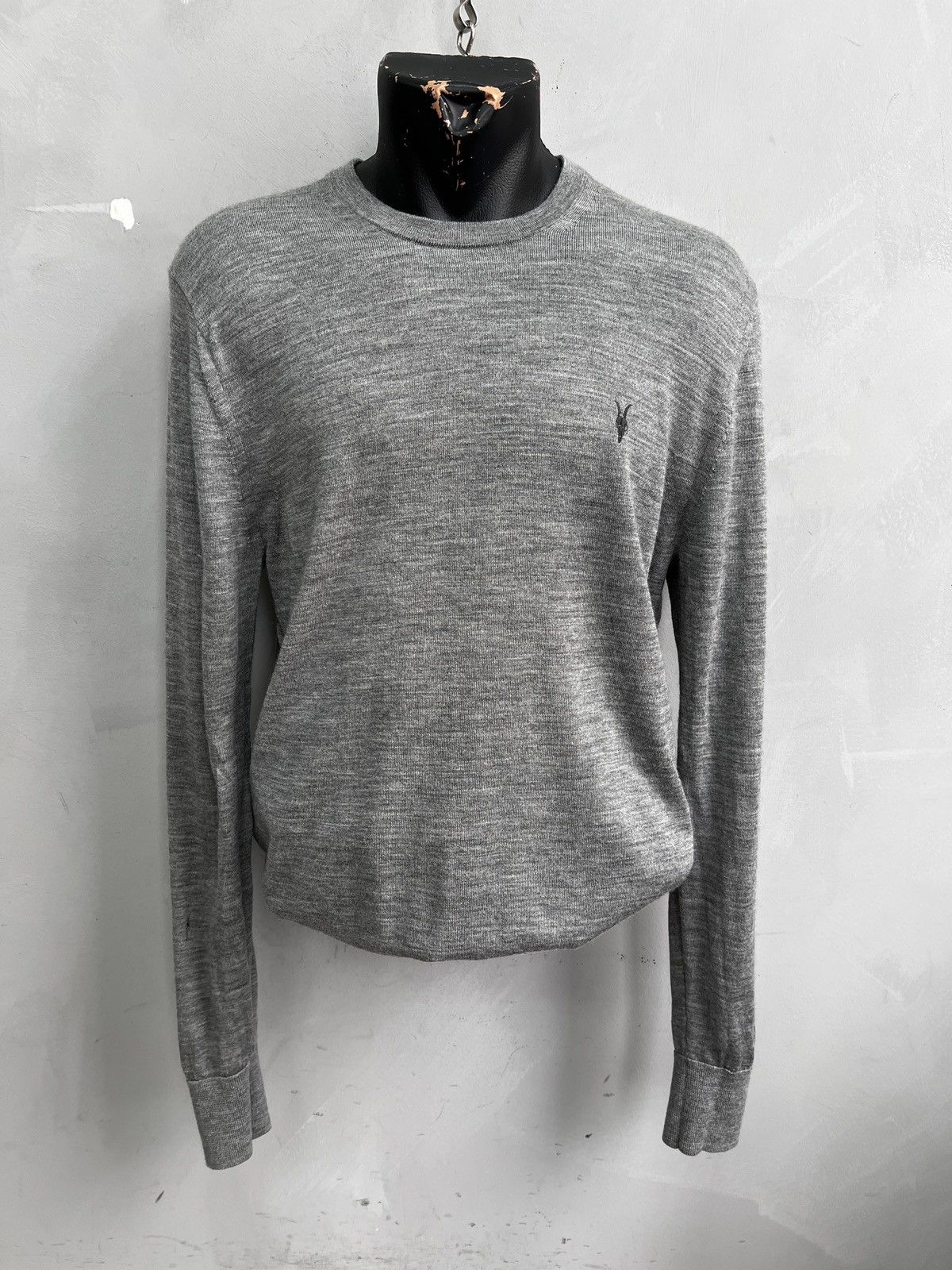 Allsaints Allsaints gray Sweater minimalistic jamper merino wool Size US L / EU 52-54 / 3 - 1 Thumbnail