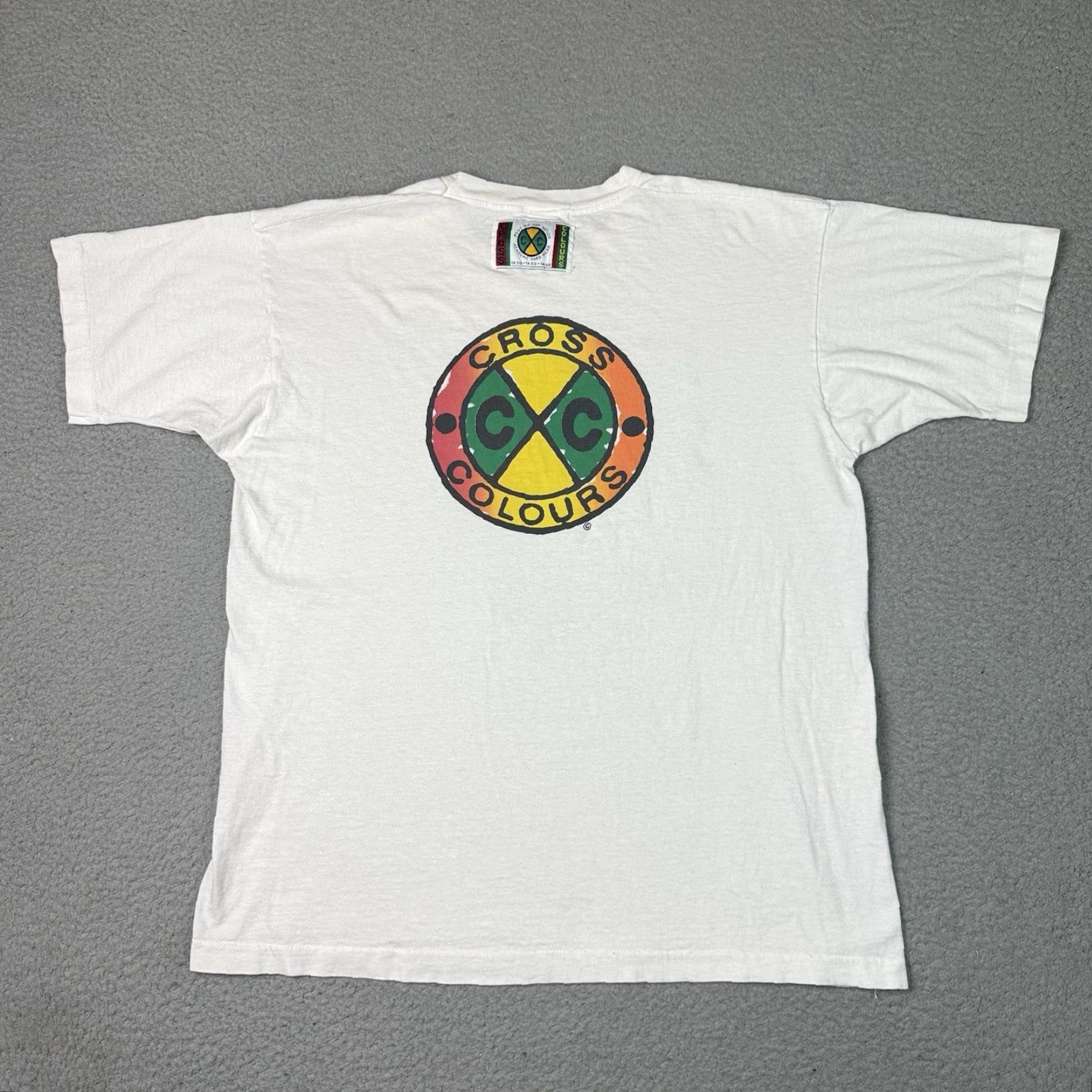 Vintage VINTAGE Cross Colours T Shirt Mens XL White 80s 90s Hip Hop Graphic Print Short Sleeve Crew Neck Cotton Size US XL / EU 56 / 4 - 6 Thumbnail