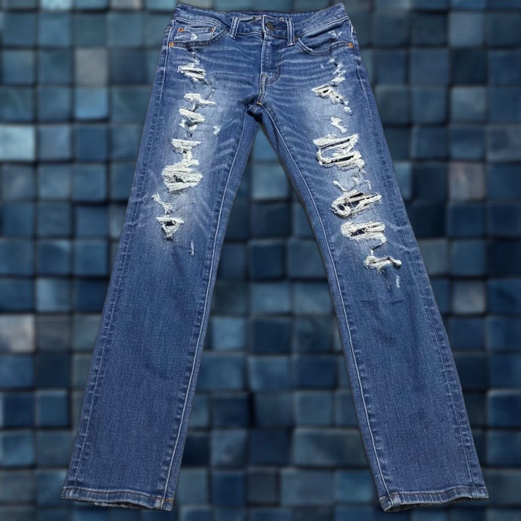 American Eagle Outfitters American Eagle Outfitters Jeans 28x28 Blue Denim Skinny Mens Regular 5-Pocket Distressed Medium Wash Size US 28 / EU 44 - 1 Thumbnail