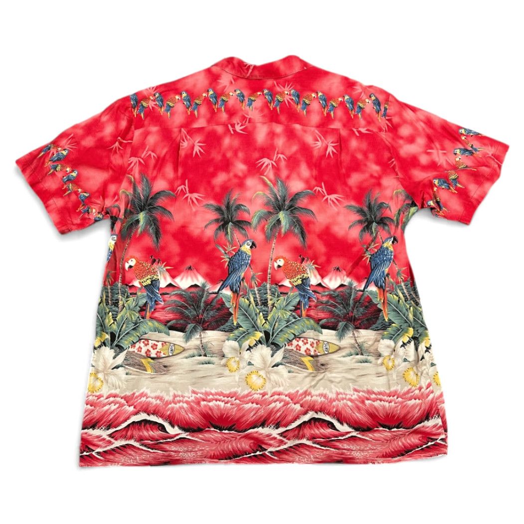 Vintage VINTAGE Ky's of Hawaii Hawaiian Shirt Adult LARGE Red Aloha Tropical Parrot Palm Tree 80s Shirt Mens Size US L / EU 52-54 / 3 - 3 Thumbnail