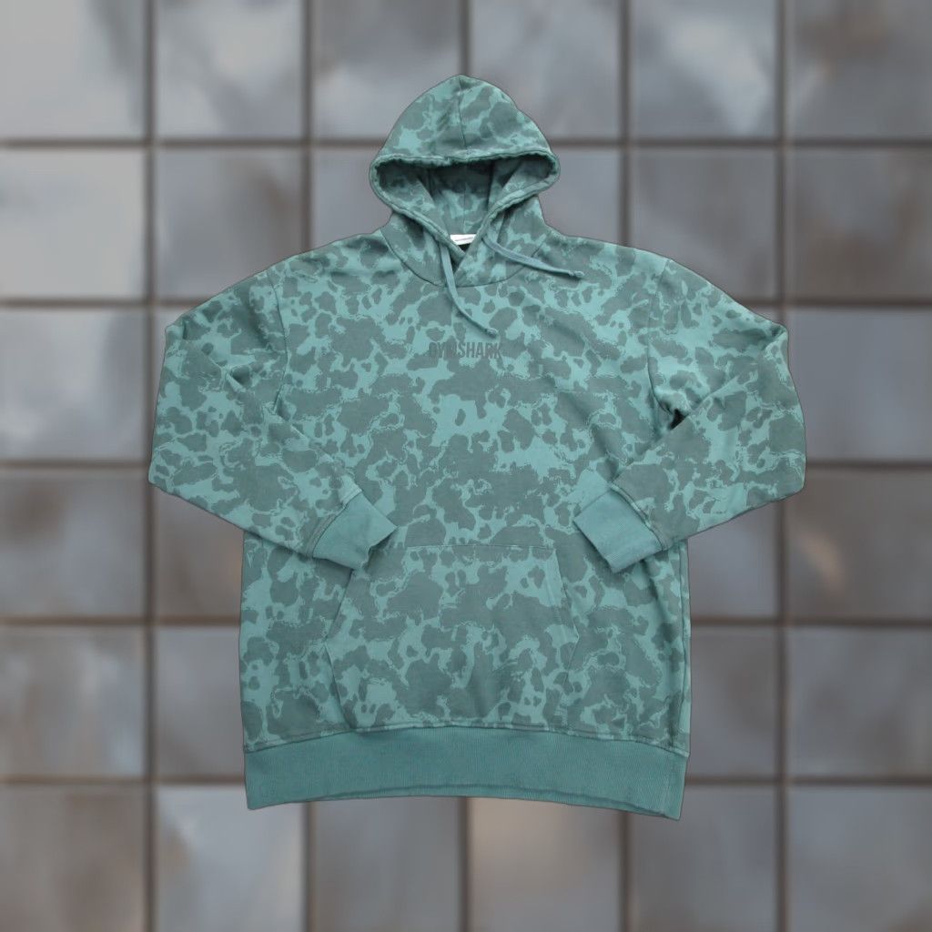 Gymshark Gymshark Hoodie Sweatshirt Mens Medium Green Camo Pullover Kangaroo Pocket Gym Size US M / EU 48-50 / 2 - 1 Thumbnail