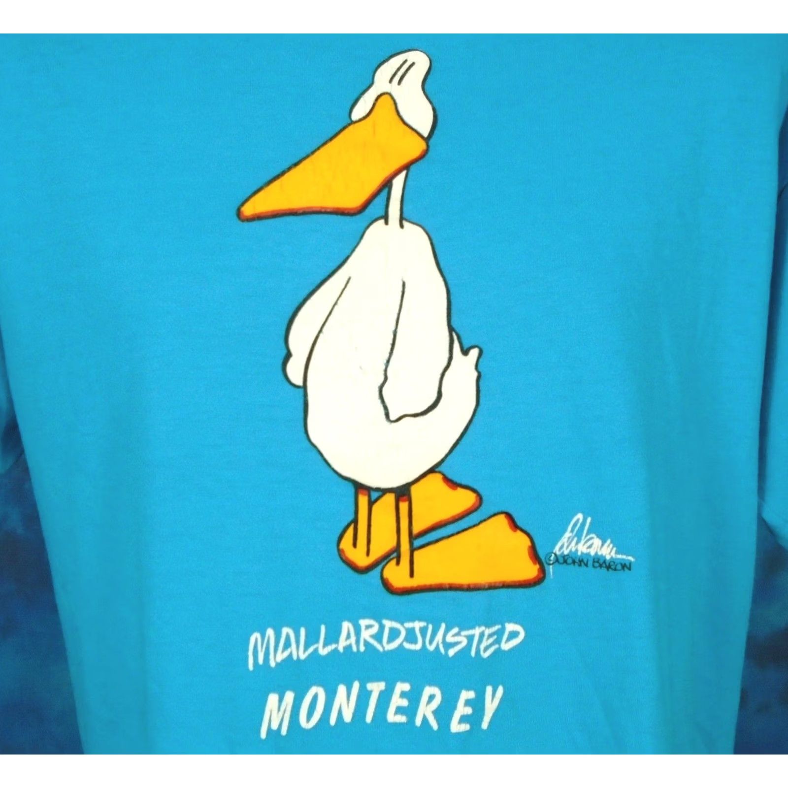 Vintage VINTAGE MALLARD-JUSTED DUCK MONTEREY CALIFORNIA CARTOON T-Shirt L 80s single stitch Men Size US L / EU 52-54 / 3 - 2 Thumbnail