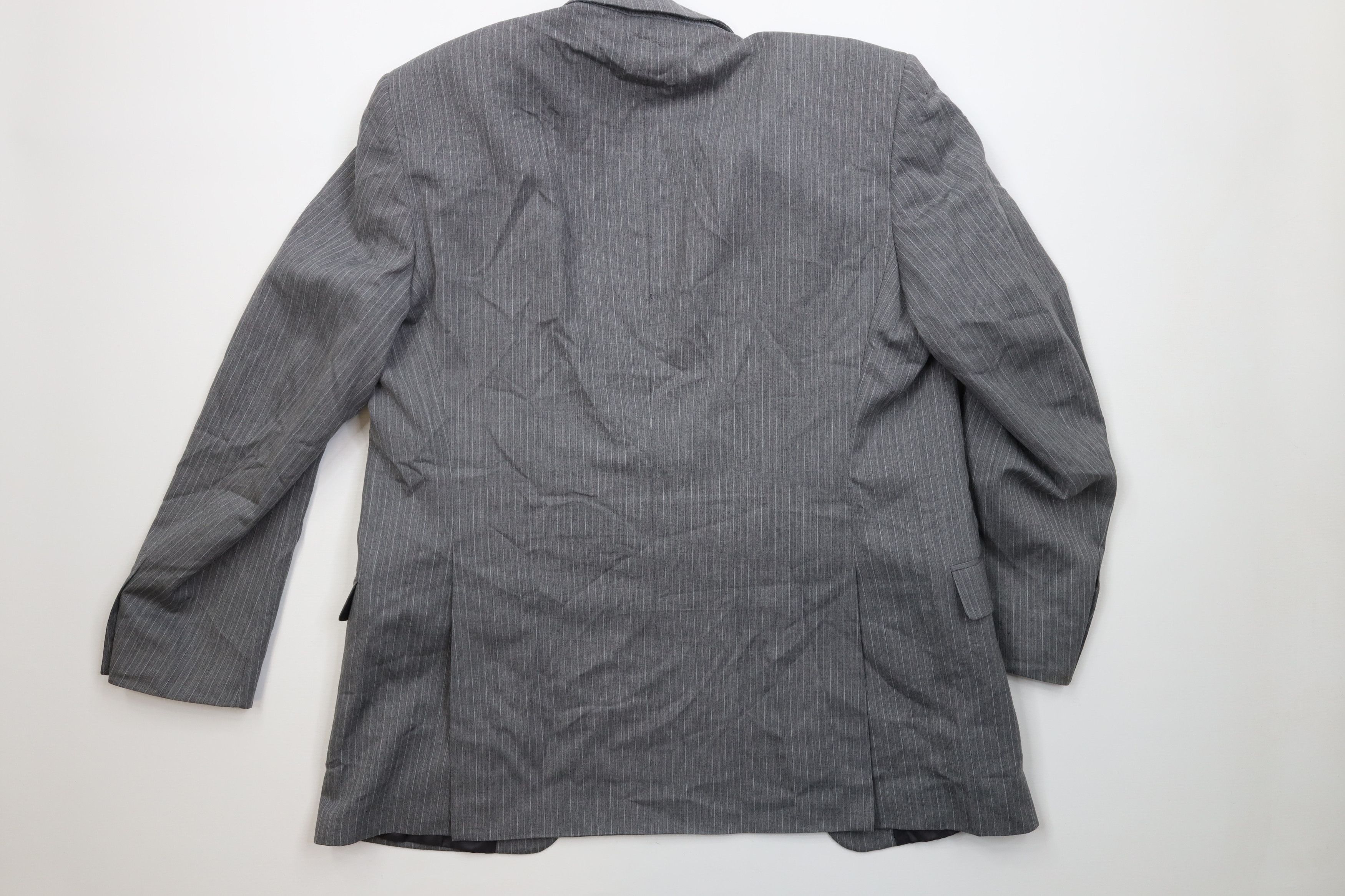 Vintage Vintage 90s Streetwear 3 Piece Wool Pinstriped Suit Size 44L - 7 Thumbnail