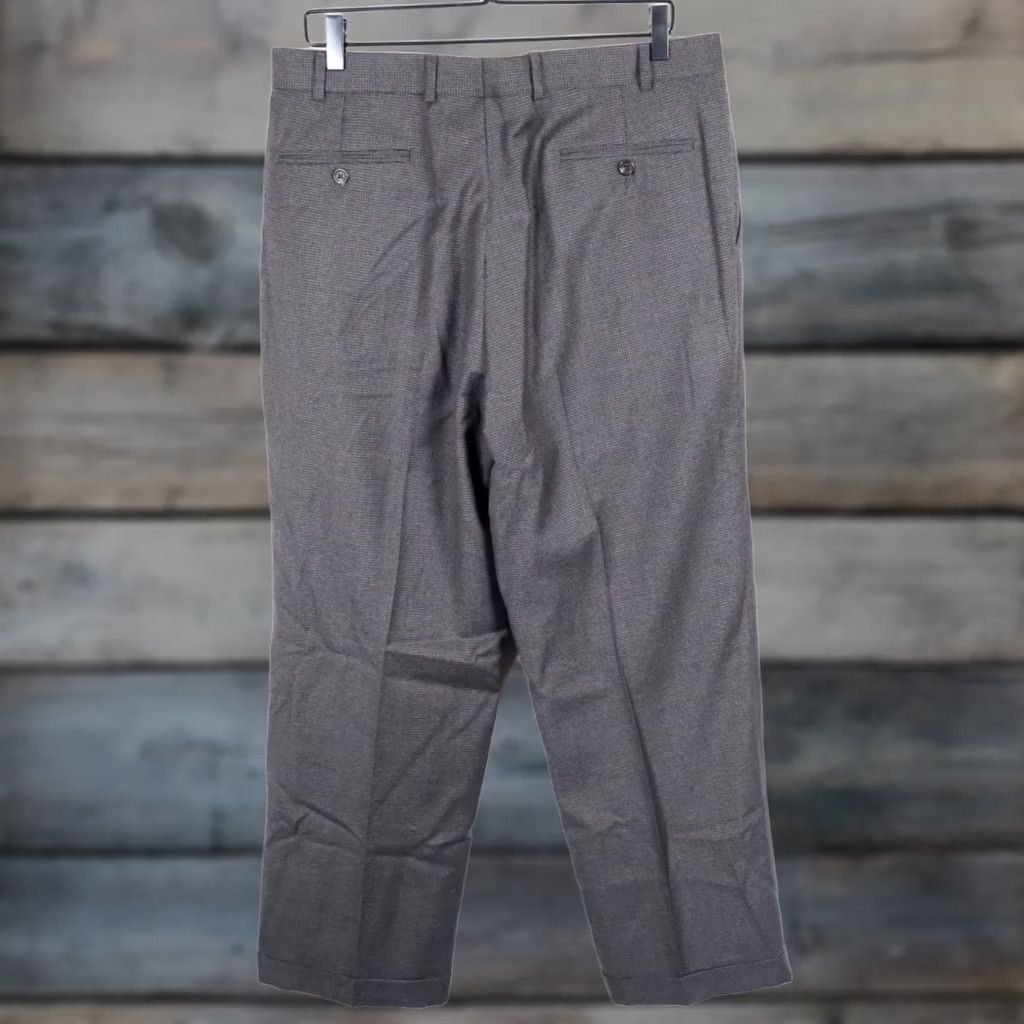 Ralph Lauren Lauren Ralph Lauren Wool Pleated Pants Men's 34 x 29 Gray Houndstooth Cuffed Size US 34 / EU 50 - 1 Thumbnail
