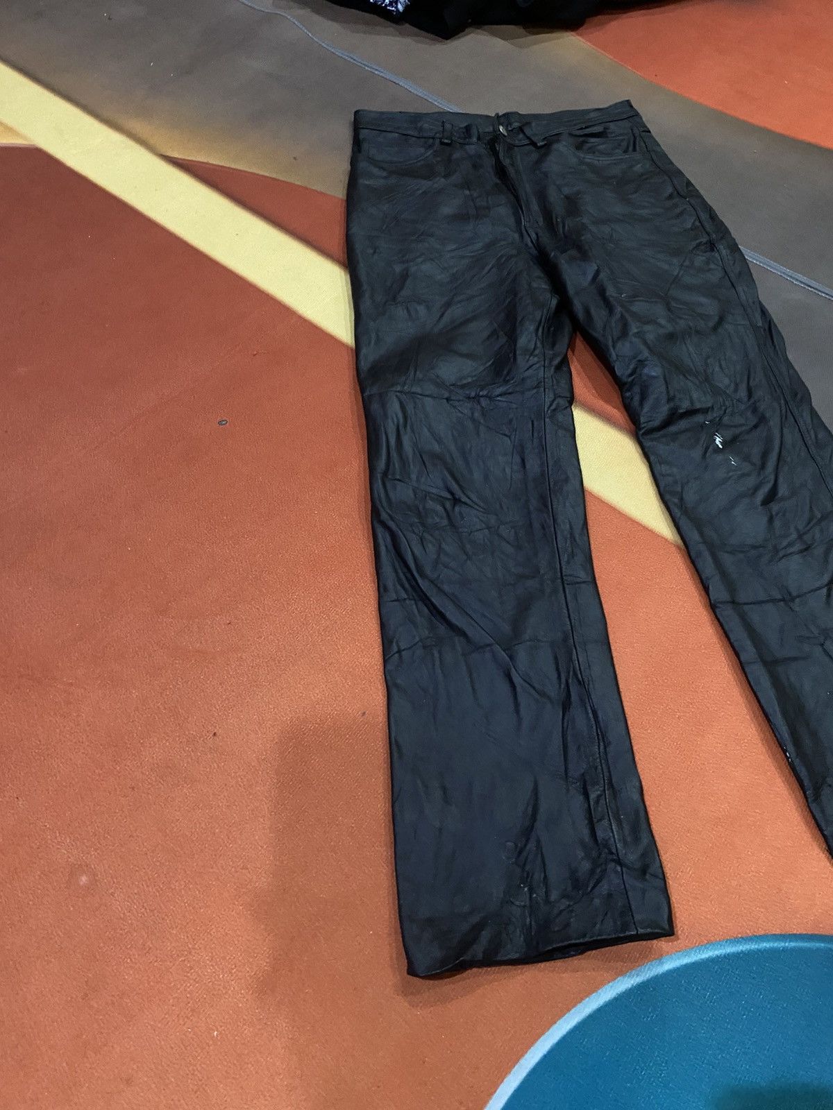 Genuine Leather Azzure Black Leather Pants - Vintage Straight-Leg Style Size US 31 - 14 Thumbnail