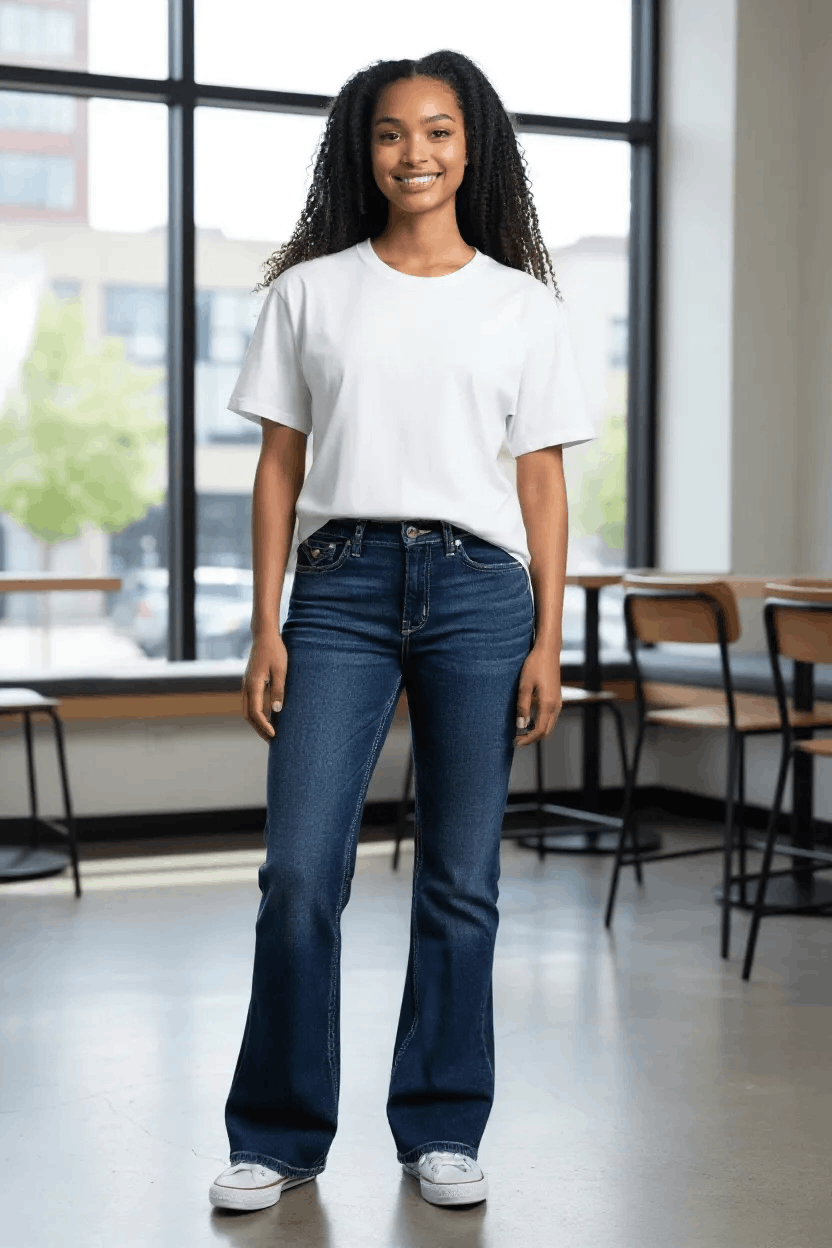 RARE💎JOEY BIG T Gem Button Stretch Denim Flare Low Rise USA