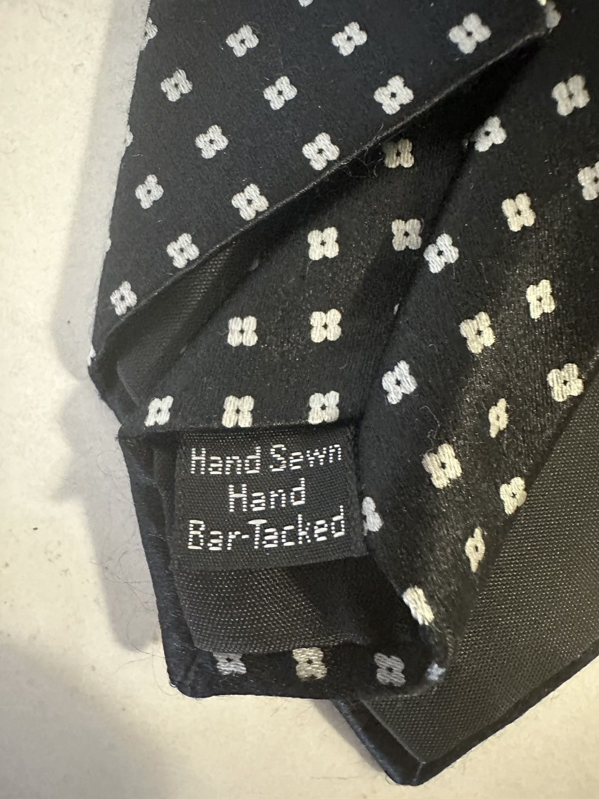 Oscar De La Renta Oscar de la Renta black & silver geometric silk velour tie Size ONE SIZE - 3 Thumbnail
