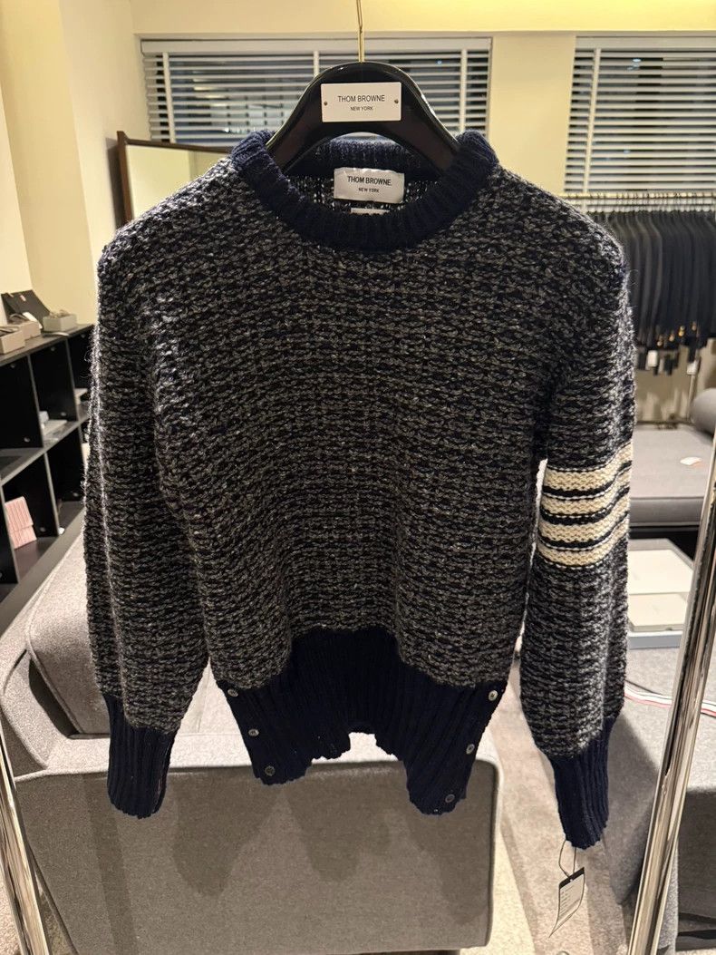 Thom Browne Thom browne Size 3 Blue four-bar pullover sweater 2503-Nex Size L / US 10 / IT 46 - 1 Thumbnail