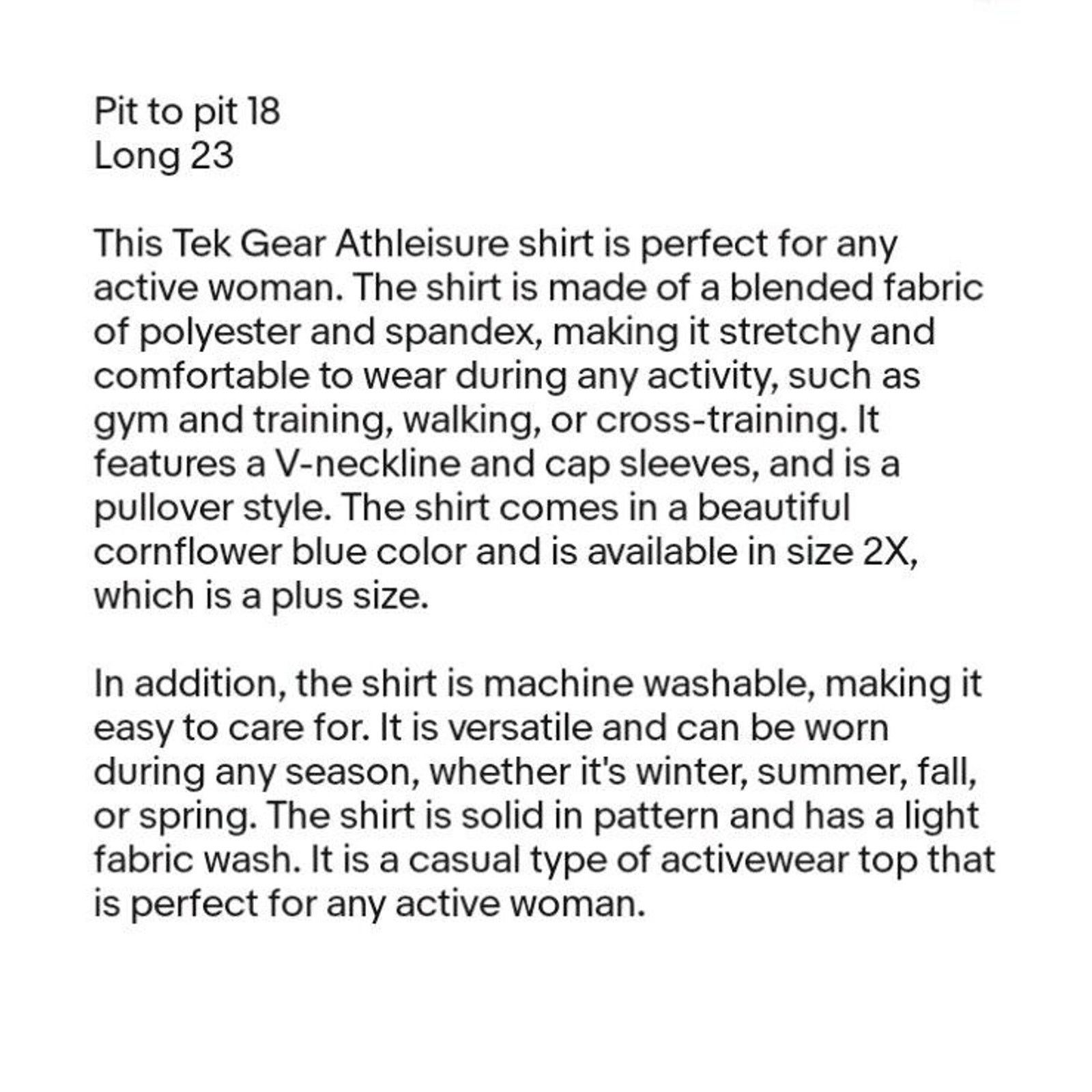 Tek Gear Tek Gear Women's Athleisure Shirt Xl Cornflower Blue Stretch Size XL / US 12-14 / IT 48-50 - 8 Thumbnail