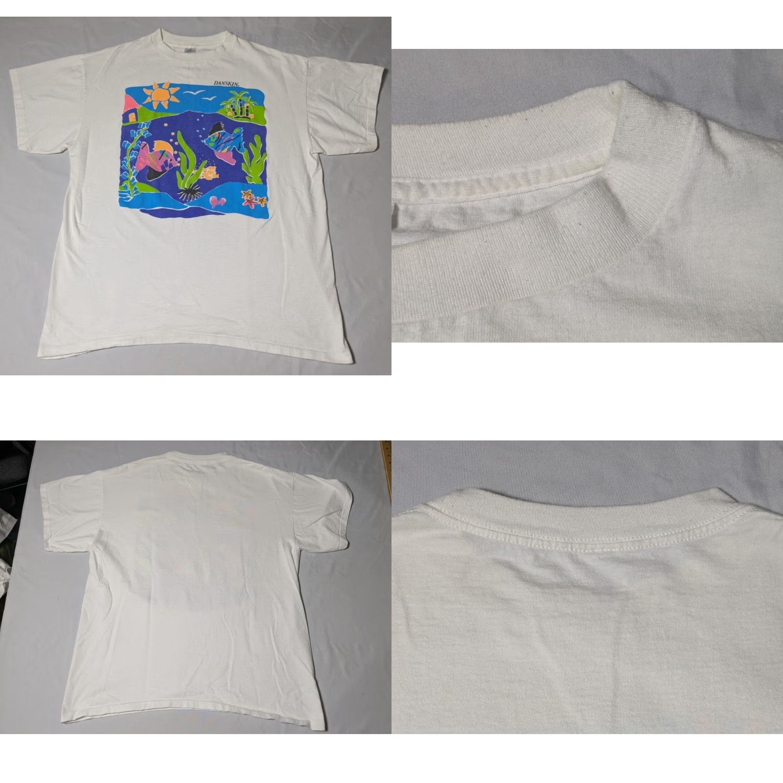 Vintage VINTAGE Danskin White TROPICAL ART Single Stitch T-Shirt L/XL Girls Womens Mens Size L / US 10 / IT 46 - 9 Thumbnail