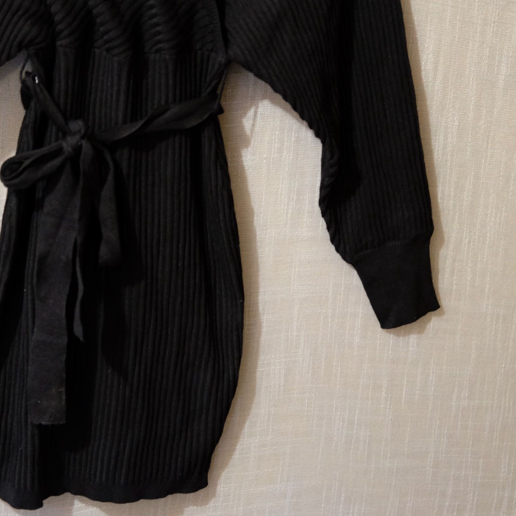 Vintage NWT! Lady Lavender Wrap Sweater Dress w/Waist Tie Black Womens L Dress Size L / US 10 / IT 46 - 4 Thumbnail
