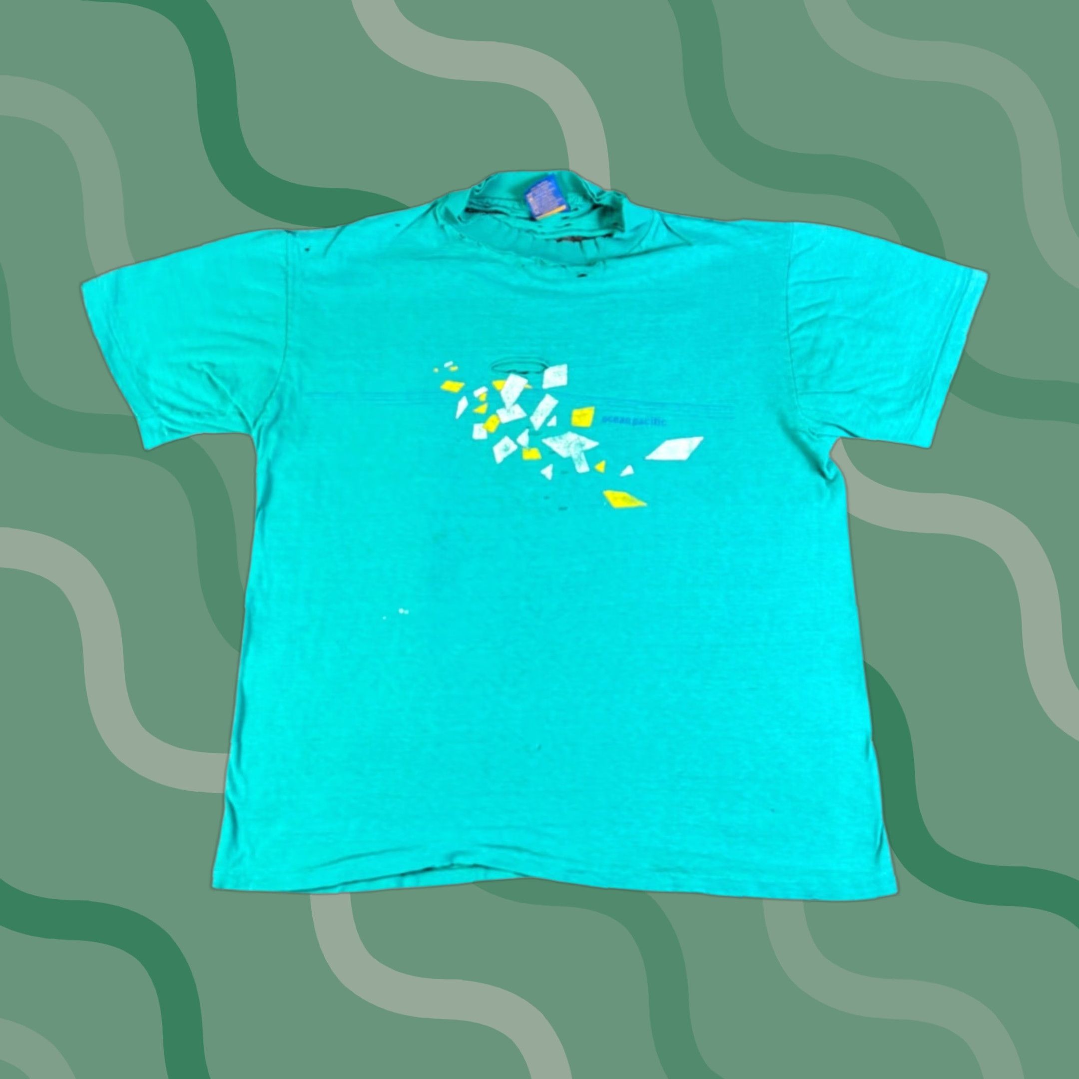 Ocean Pacific VINTAGE Ocean Pacific Graphic T Shirt Teal Turquoise Geo Print Men Size Lg 90s Size US L / EU 52-54 / 3 - 1 Thumbnail