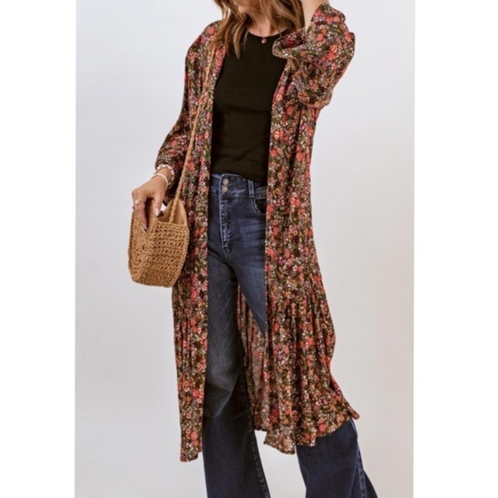 Designer Floral Open Front Kimono Swimsuit Cover Up NWT Size M / US 6-8 / IT 42-44 - 2 Thumbnail