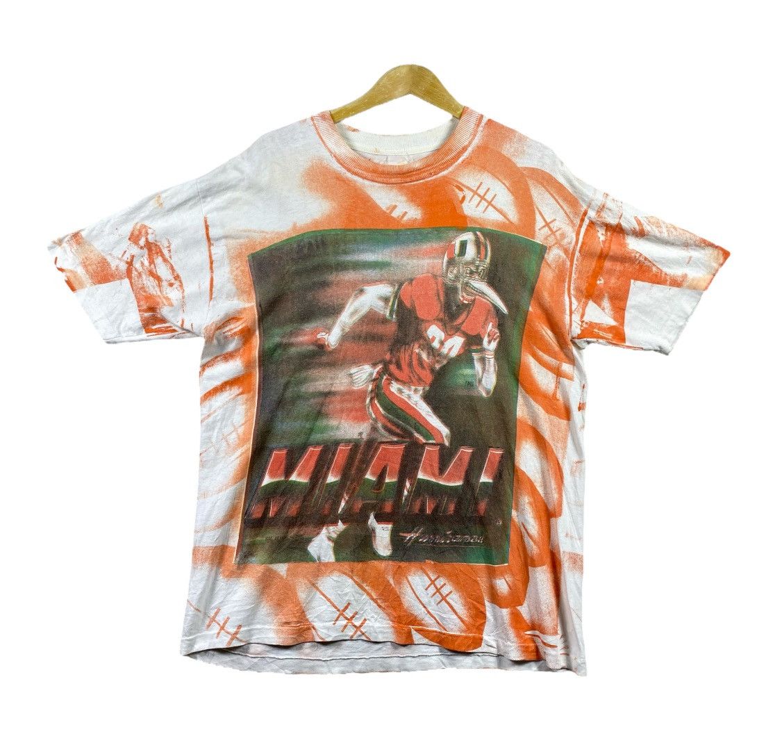 NBA × Vintage Vintage 90s Miami Hurricanes NCAA Single Stitch NFL Size US XL / EU 56 / 4 - 1 Thumbnail