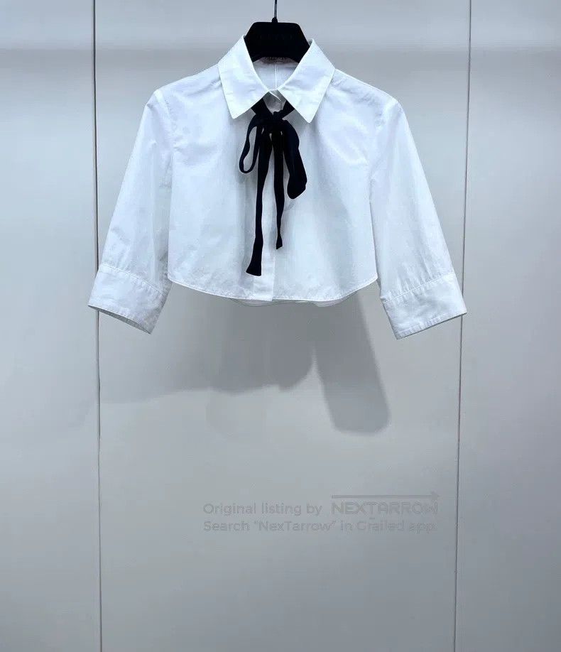 Valentino Valentino Short white shirt with bows Size S / US 4 / IT 40 - 1 Thumbnail