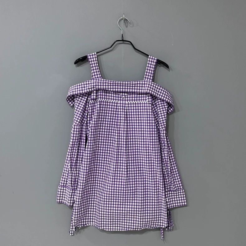 Prada Prada Plaid suspender shirt 2504-Nextarrow Size XS / US 0-2 / IT 36-38 - 3 Thumbnail
