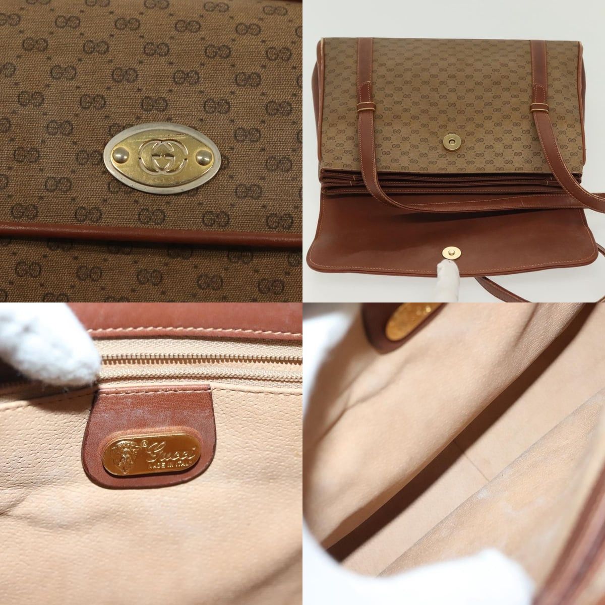 Gucci GUCCI Micro GG Supreme Handbag Pvc Beige Gold 000 46 000 46 Size ONE SIZE - 11 Thumbnail