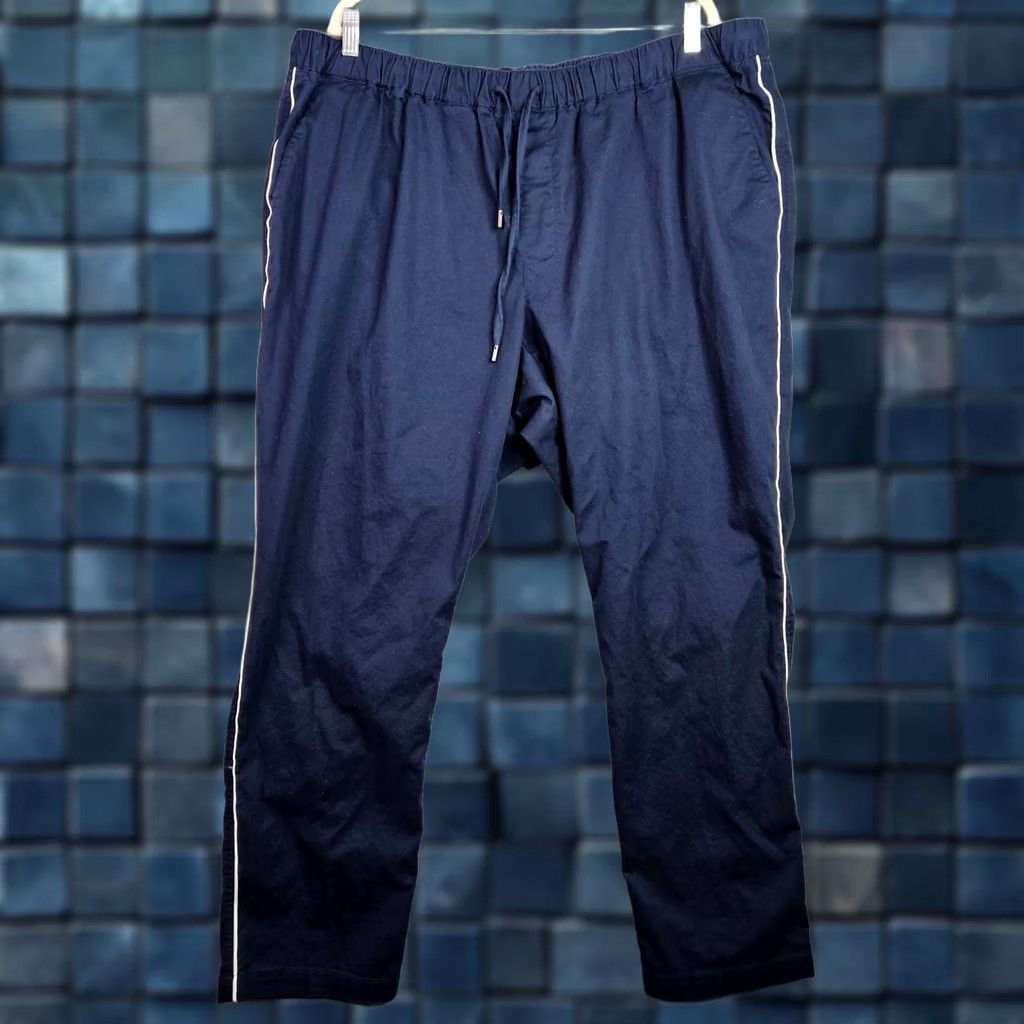 Wildfang Wildfang Pants Women's Navy/White The Essential Piped Drawstring Pants 2XL Size 40" / US 18 - 1 Thumbnail