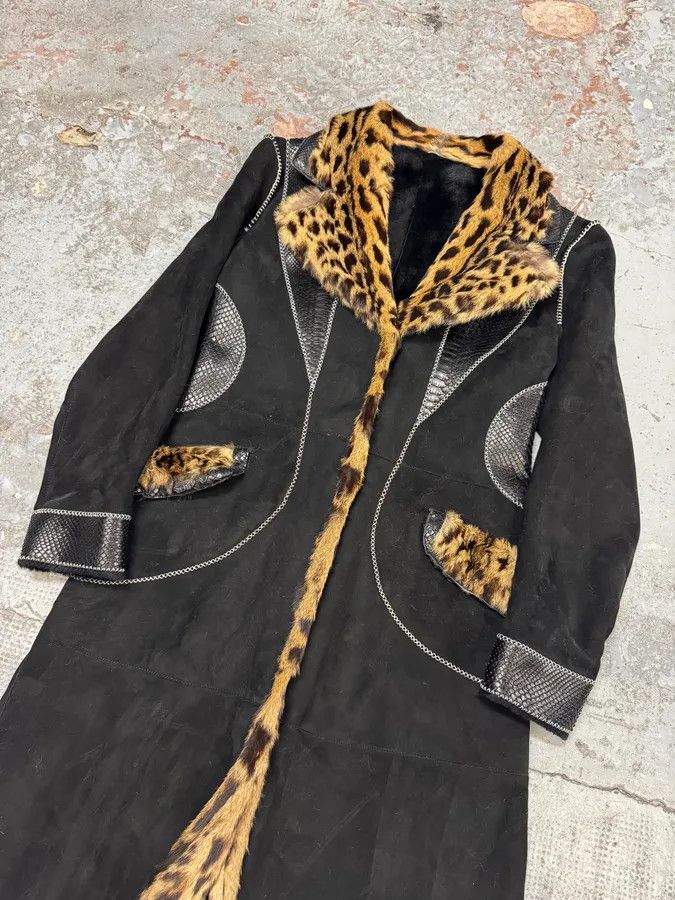Roberto Cavalli 2000s Roberto Cavalli Sample Leopard Fur & Python Shearling Leather Long Coat Size US S / EU 44-46 / 1 - 4 Thumbnail