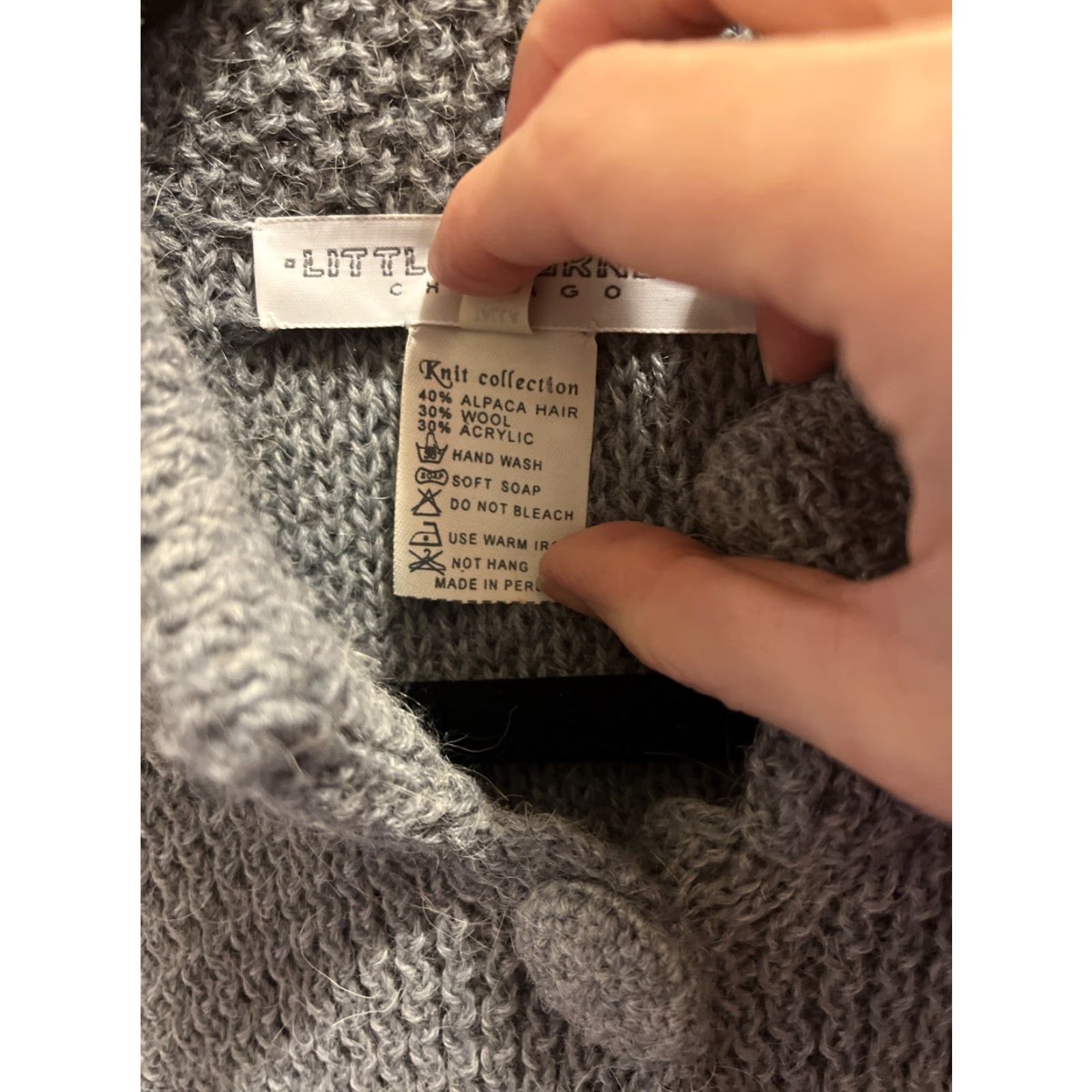 Vintage VINTAGE Little Journeys Chicago Women's Cardigan Sweater Knit Chunky Alpaca Wool Size Medium Gray All Seasons Size M / US 6-8 / IT 42-44 - 4 Thumbnail
