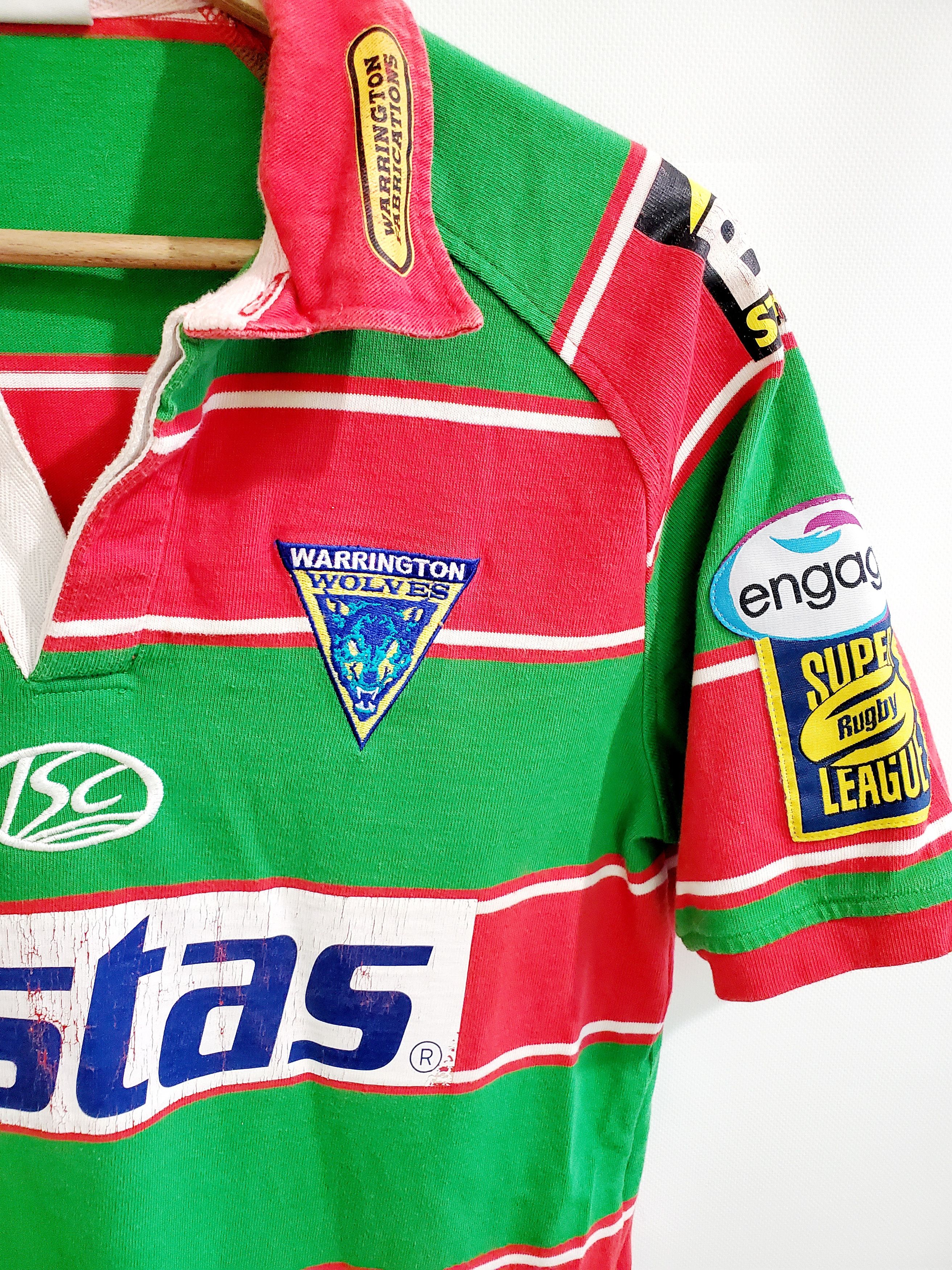 Canterbury of New Zealand × Vintage Warrington Wolves Away Wembley Rugby League Shirt size S Size US S / EU 44-46 / 1 - 2 Thumbnail