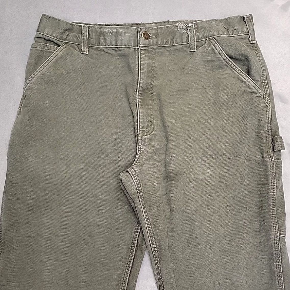 Carhartt Carhartt Pants Men 36x30 Moss Green Flannel Lined Canvas Carpenter B111 Workwear Size US 36 / EU 52 - 3 Thumbnail