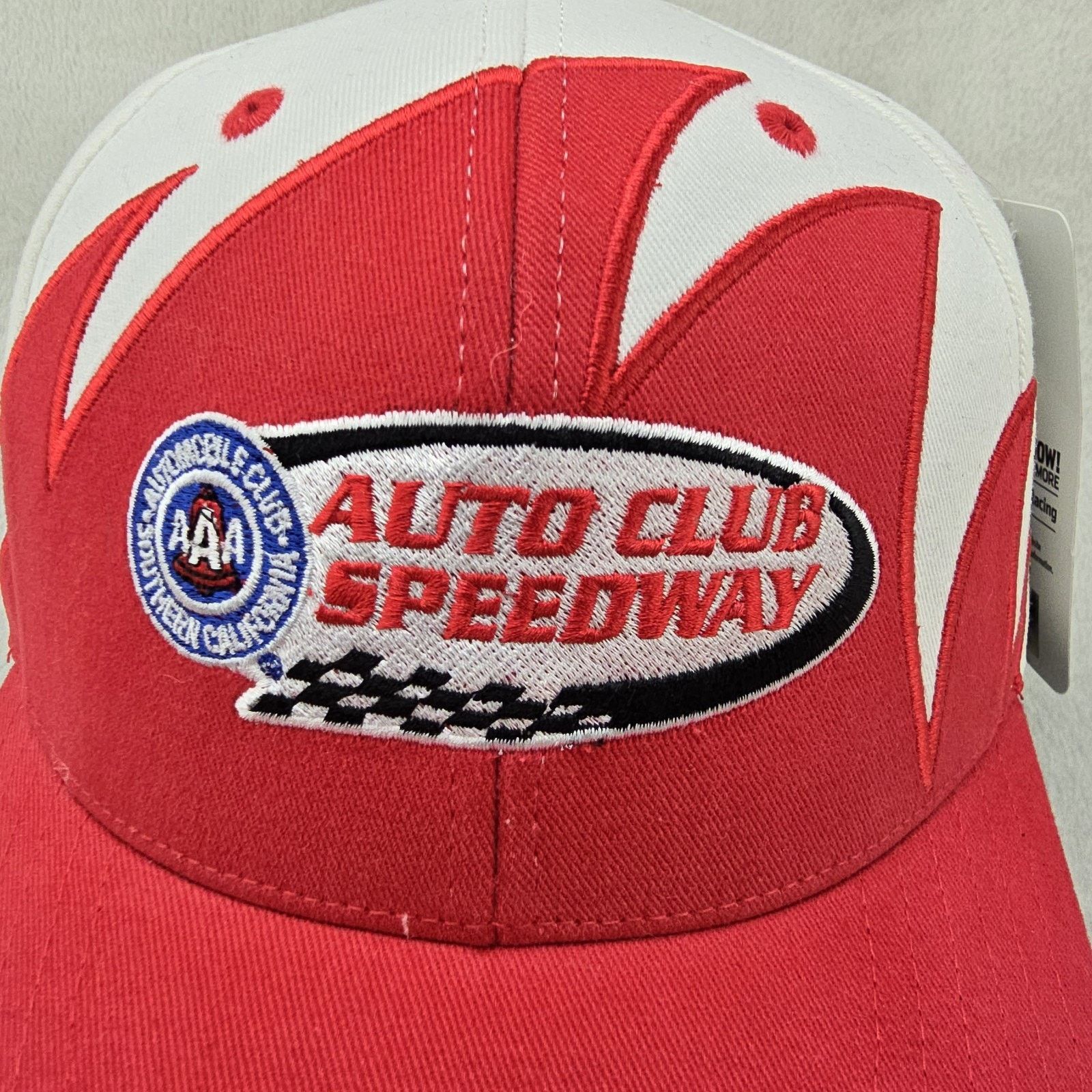 NASCAR Auto Club Speedway Sharktooth Hat Nascar White Red Vintage Size ONE SIZE - 2 Thumbnail