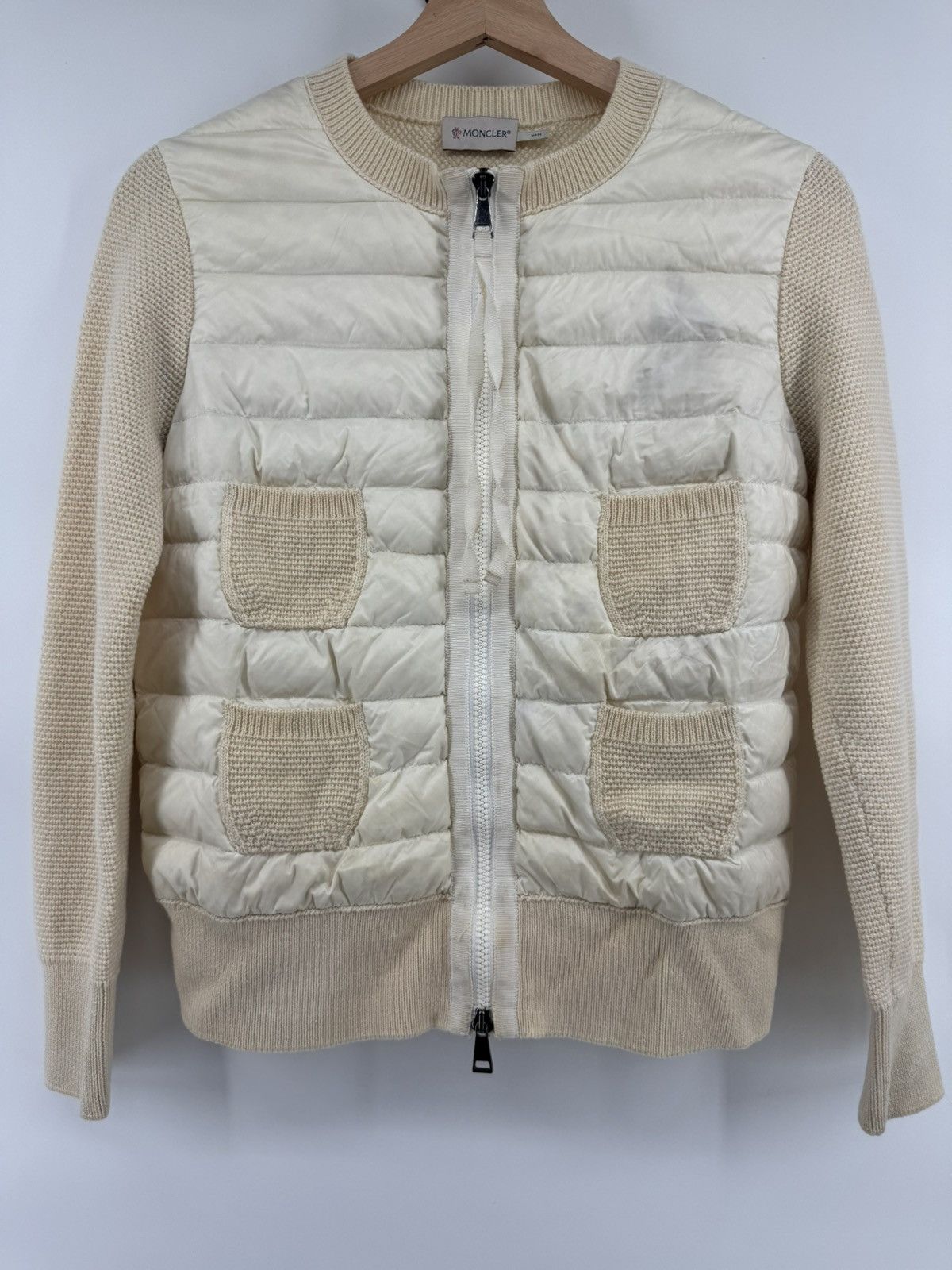 Moncler MONCLER MAGLIONE TRICOT ALLA COREANA knit x nylon cardigan M Size M / US 6-8 / IT 42-44 - 1 Thumbnail