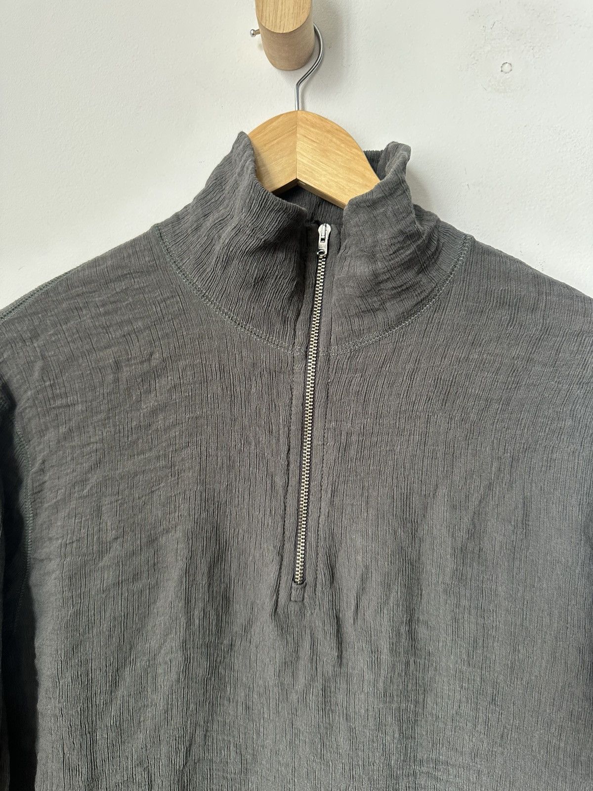 Our Legacy Our Legacy Gray Pleated Crinkle Half Zip Size 50 Size US M / EU 48-50 / 2 - 2 Thumbnail