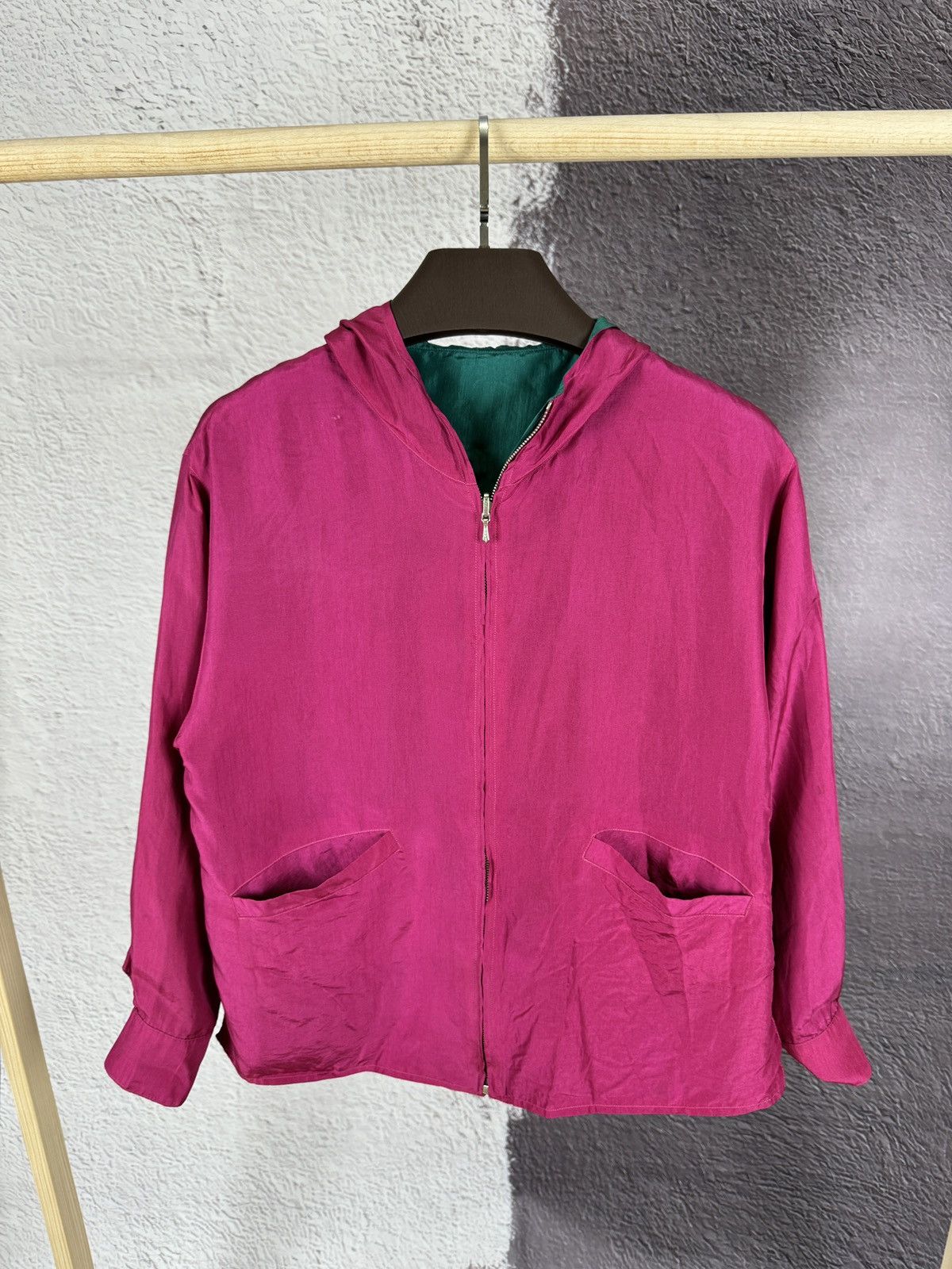 Kenzo Kenzo Paris vintage green pink silk reversible hooded jacket Size XS / US 0-2 / IT 36-38 - 2 Thumbnail