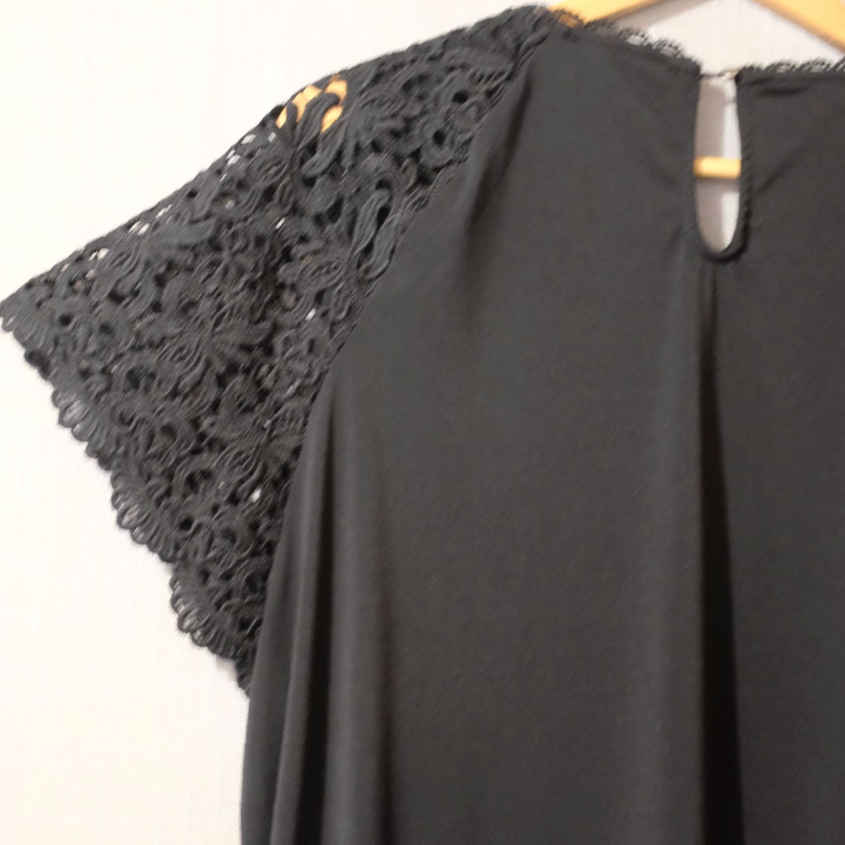 Vintage VINTAGE Cable & Gauge Blouse Black Crochet Lace Short Sleeve Womens XXL #A10-15 Size XXL / US 16-18 / IT 52-54 - 6 Thumbnail