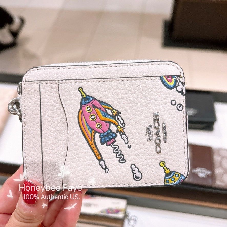 Coach Cosmic Coach Zip Card Case With Rocket Print CW889 Size ONE SIZE - 1 Thumbnail